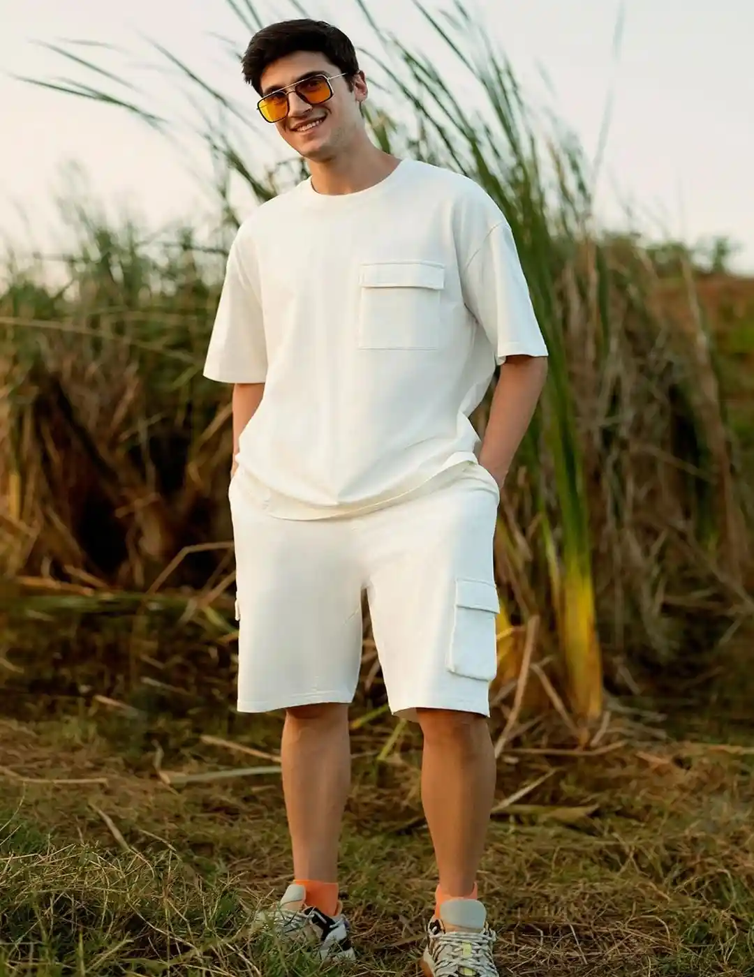 Buy NOBERO Pure Cotton Oversized T-Shirt With Cargo Shorts Co-ord