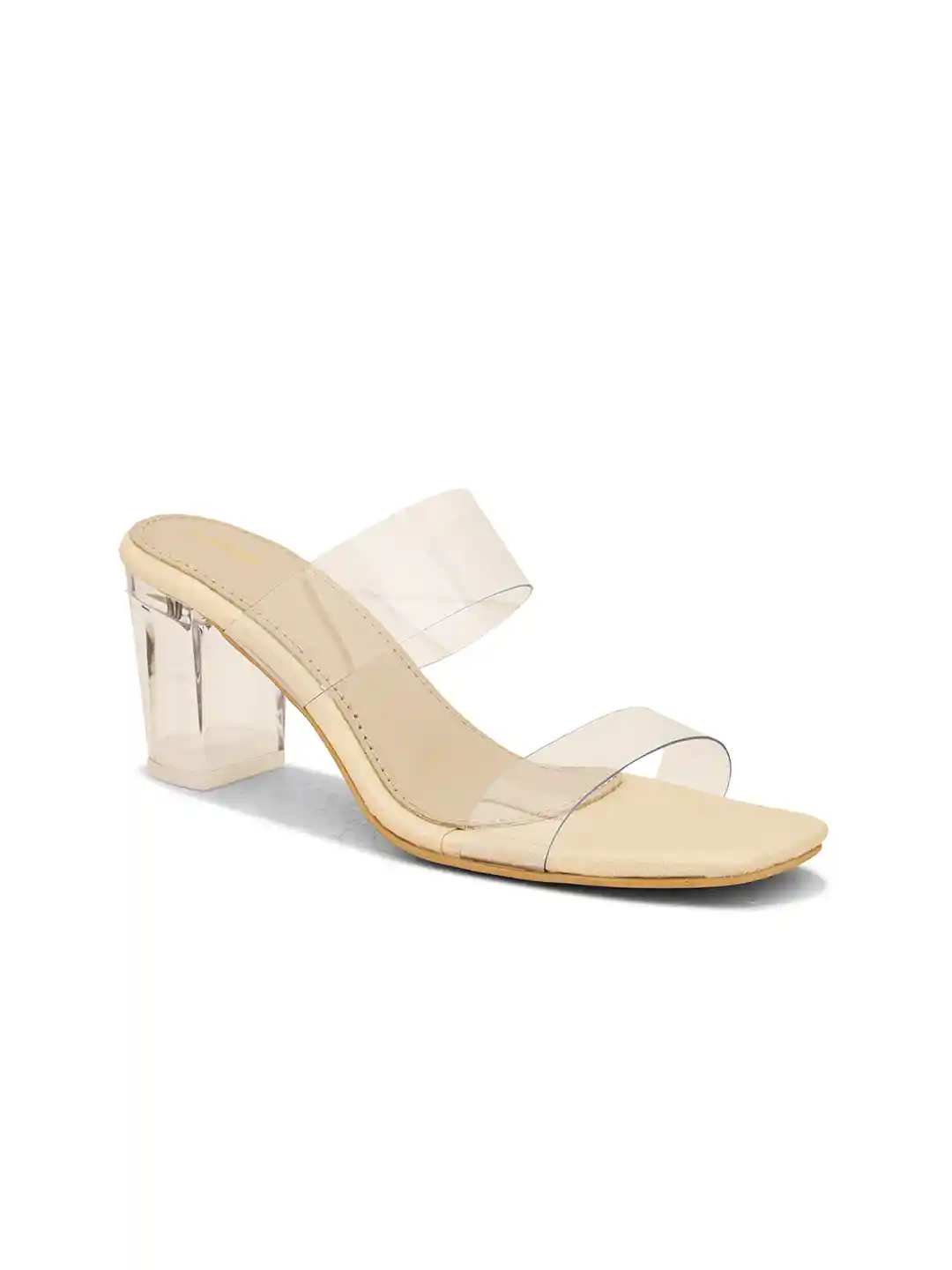 Buy Women Beige Colour Open Toe Glass Block Heels Heels for