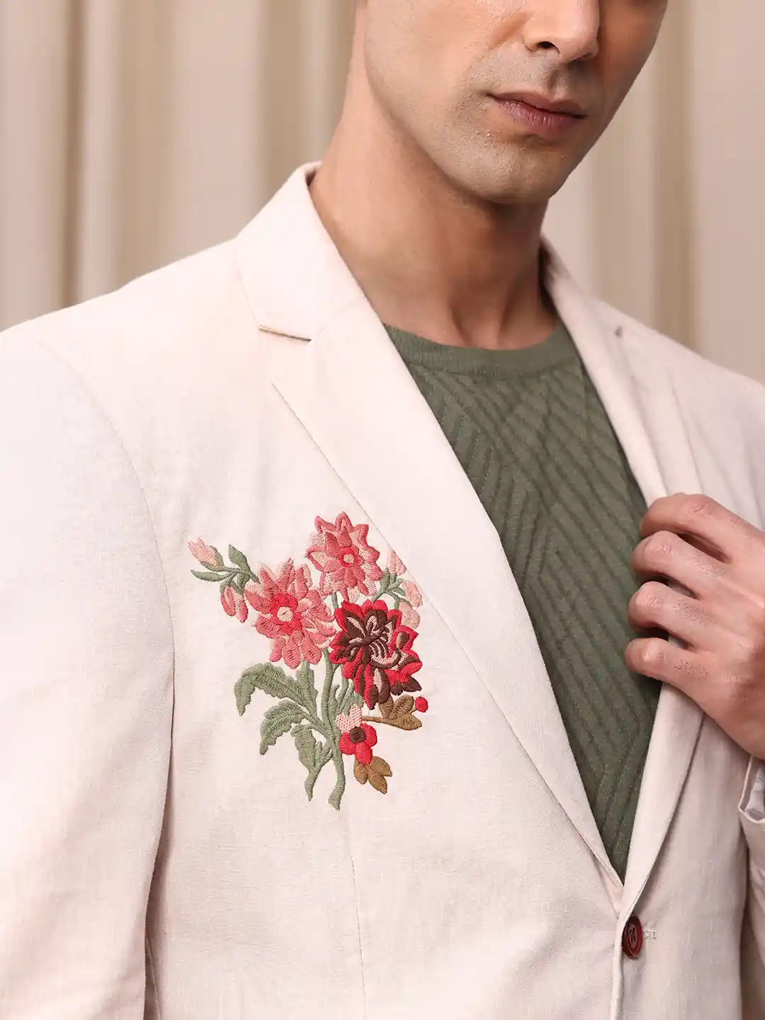 Buy Bowerbird Floral Embroidered Notched Lapel Casual Blazer
