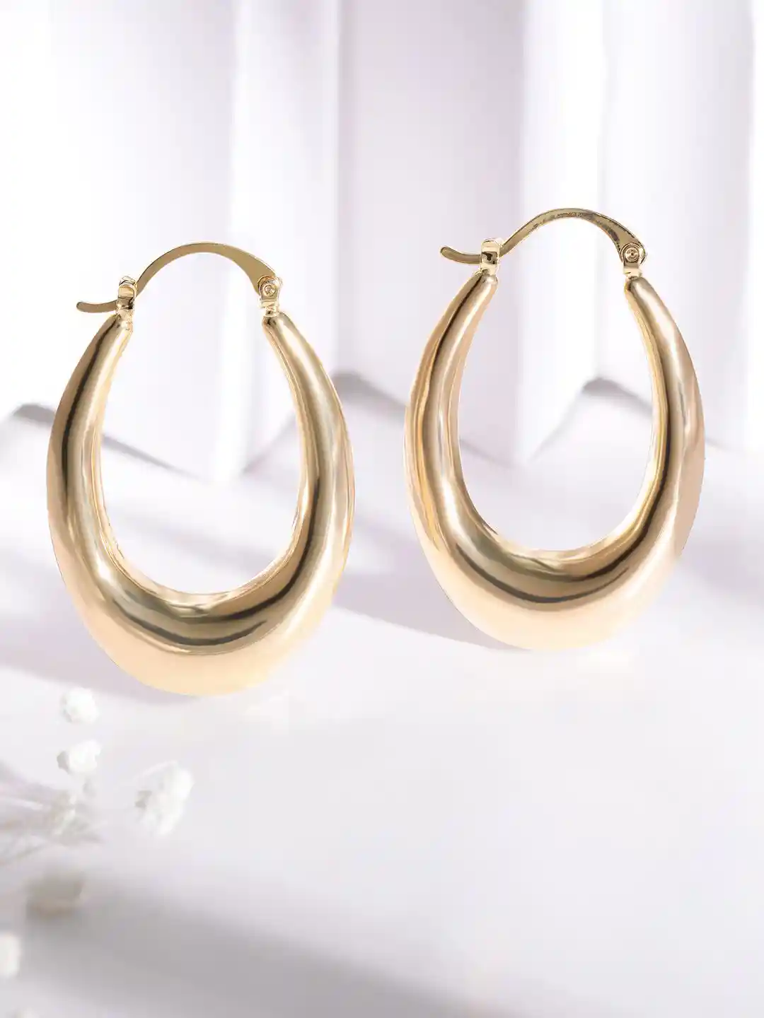 Rubans 18K Gold Plated Stainless Steel Tarnish Free Waterproof Demi-Fine  Hoop Earring