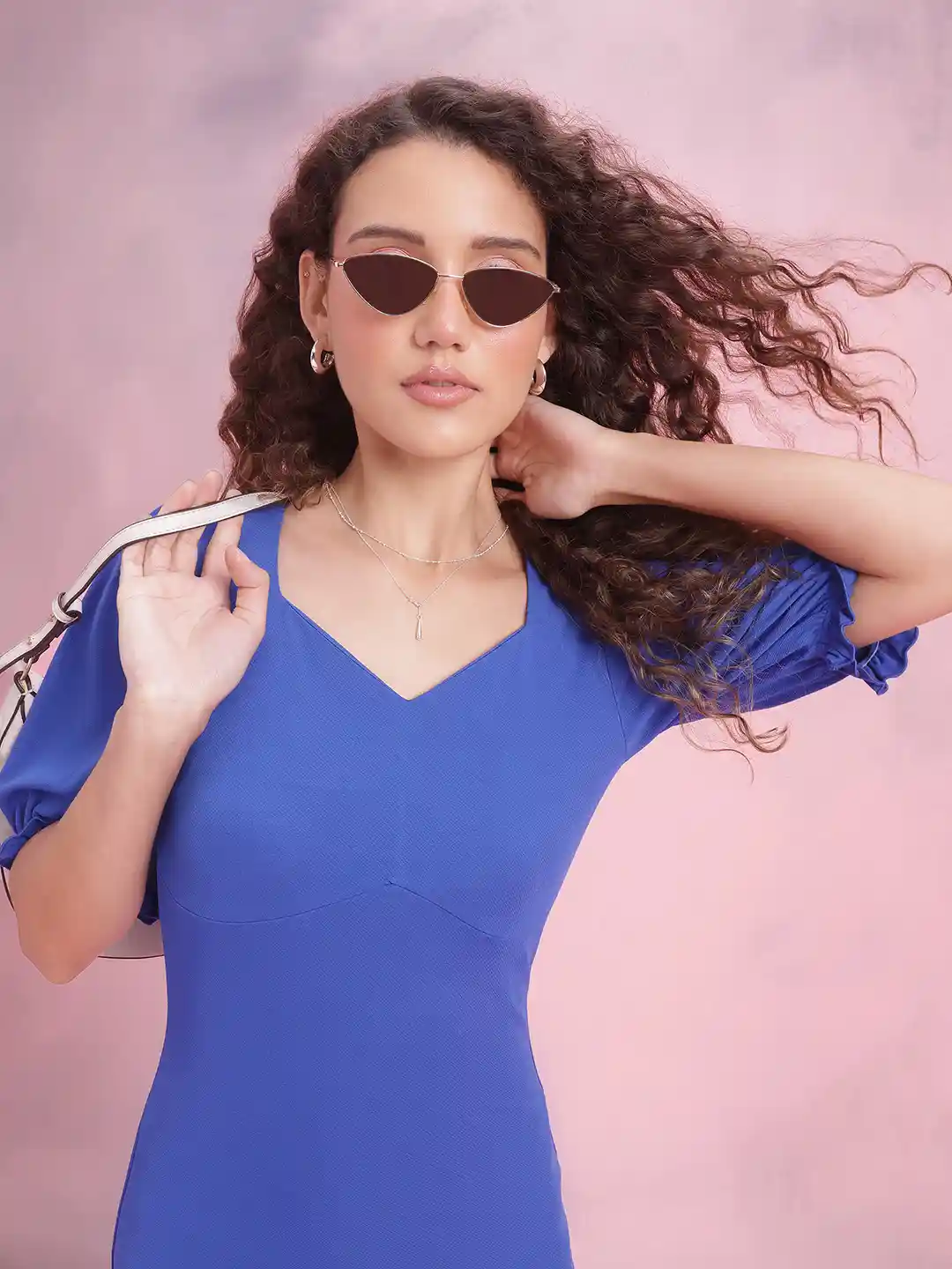 Buy DressBerry Puff Sleeves Sheath Midi Dress Dresses for Women