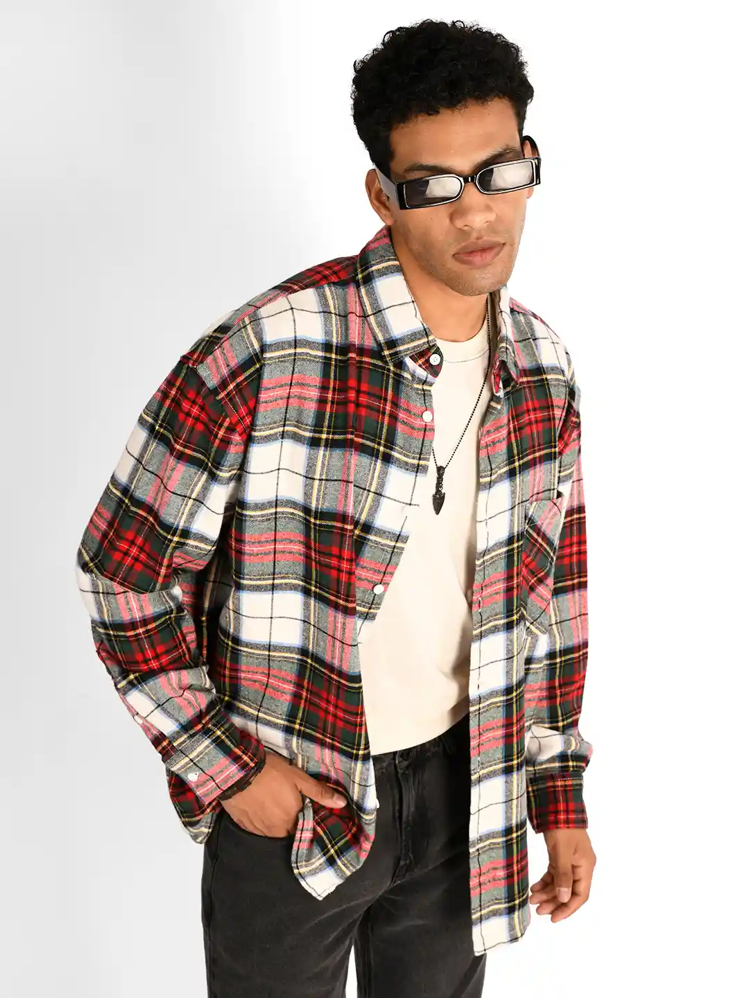 The Roadster Lifestyle Men Checked Flannel Oversized Casual Shirt