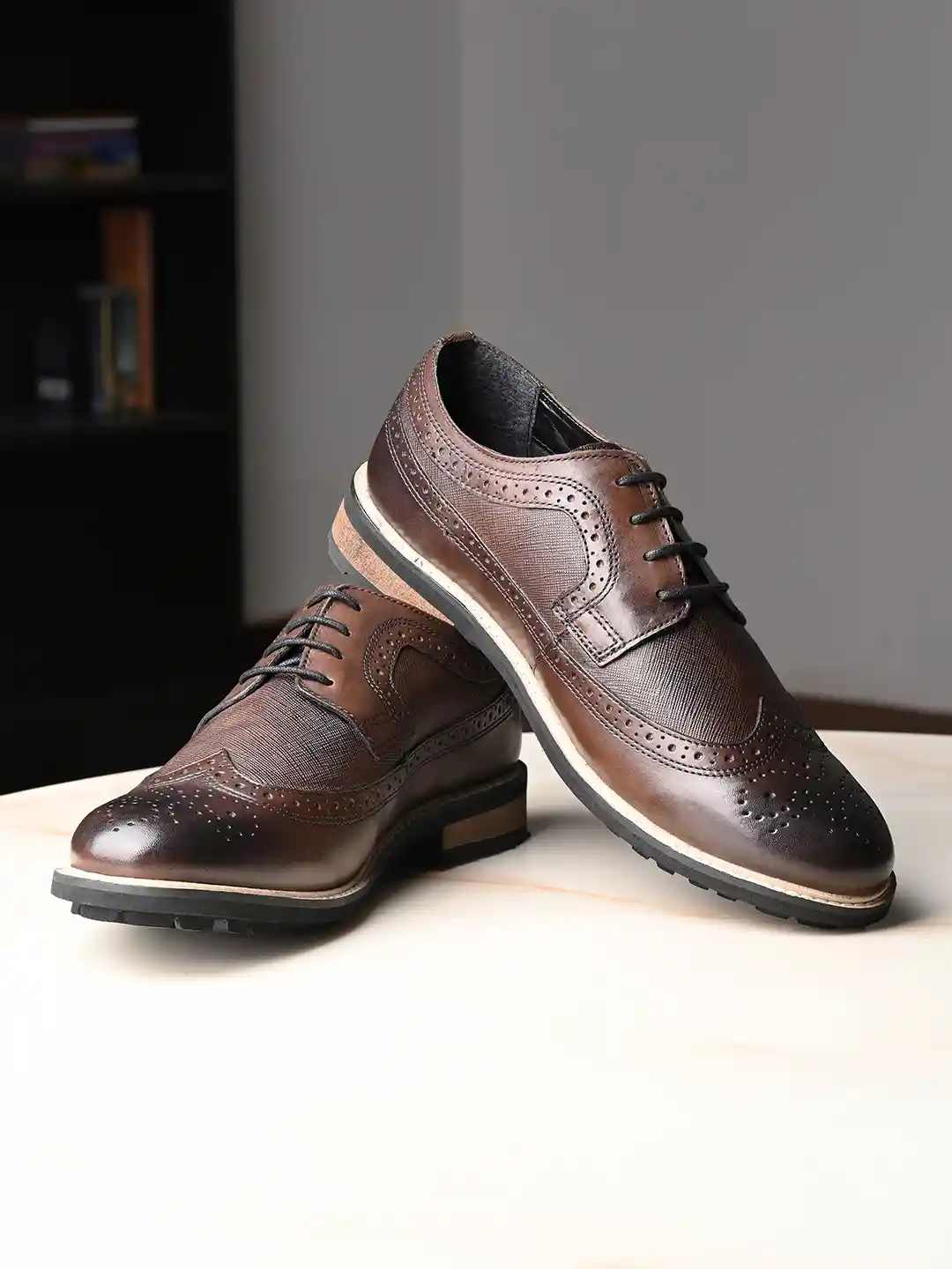 Buy LOUIS STITCH Men Brunette Brown Egyptian Crust Leather Lace-Up