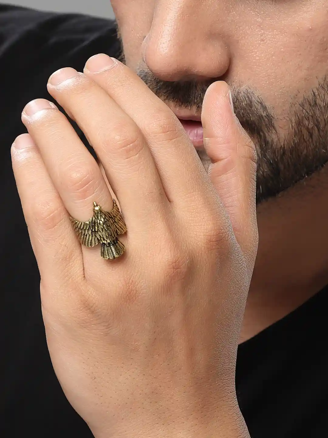 Buy Sanjog Men Gold-Plated Soaring Eagle Hawk Animal Bird Design