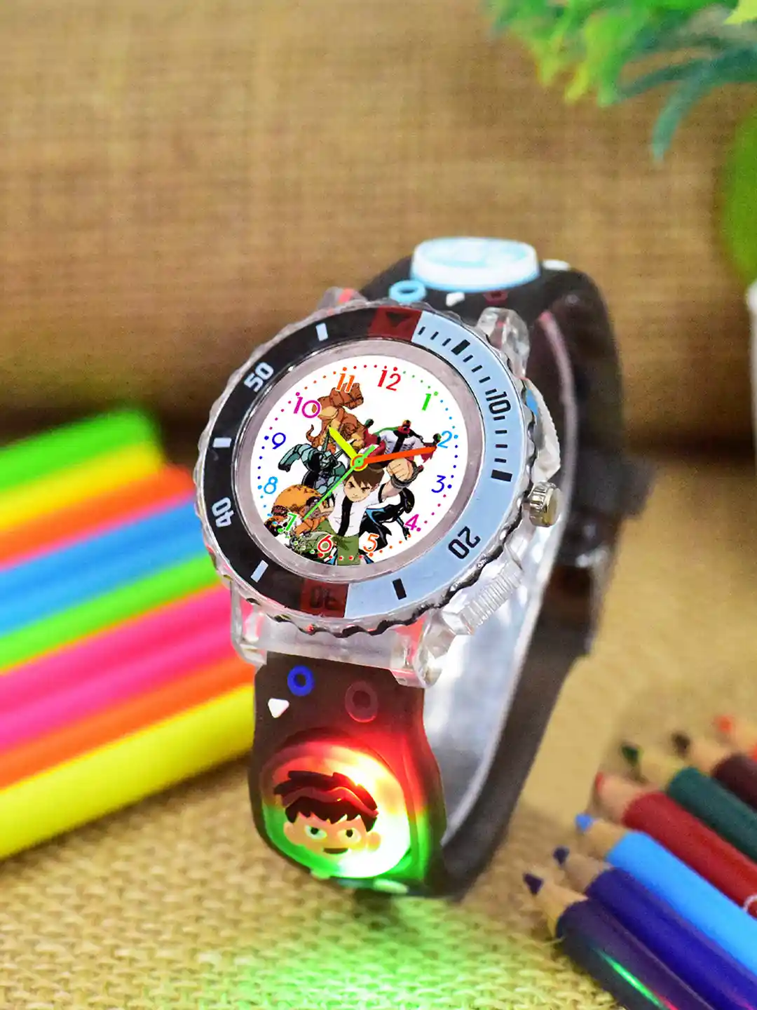 Shocknshop Boys Patterned Dial Straps Analogue Watch 334 Ben10 Black