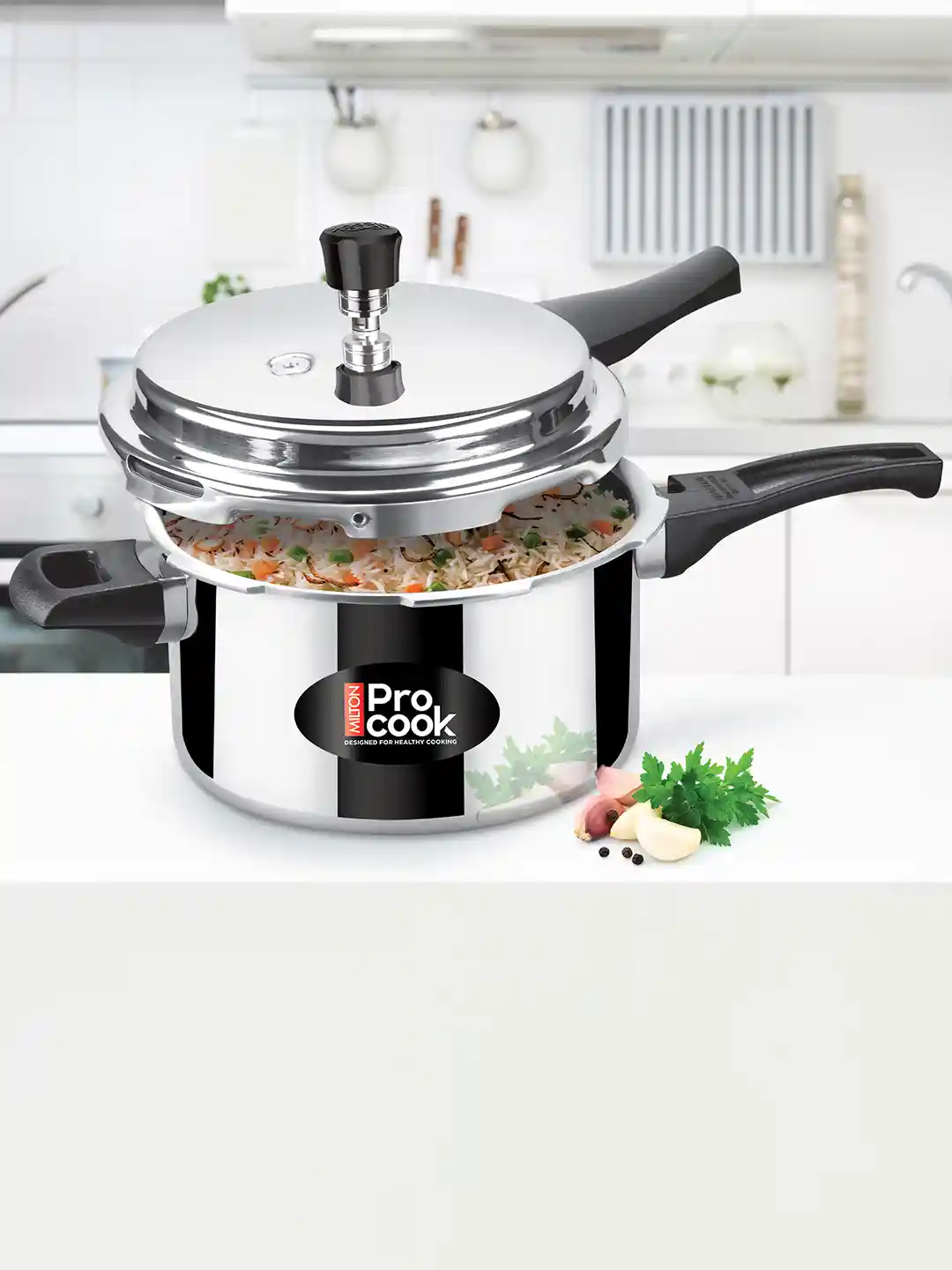 Milton Pro Cook Silver-Toned Aluminium Induction Bottom Pressure Cooker  With Outer Lid L