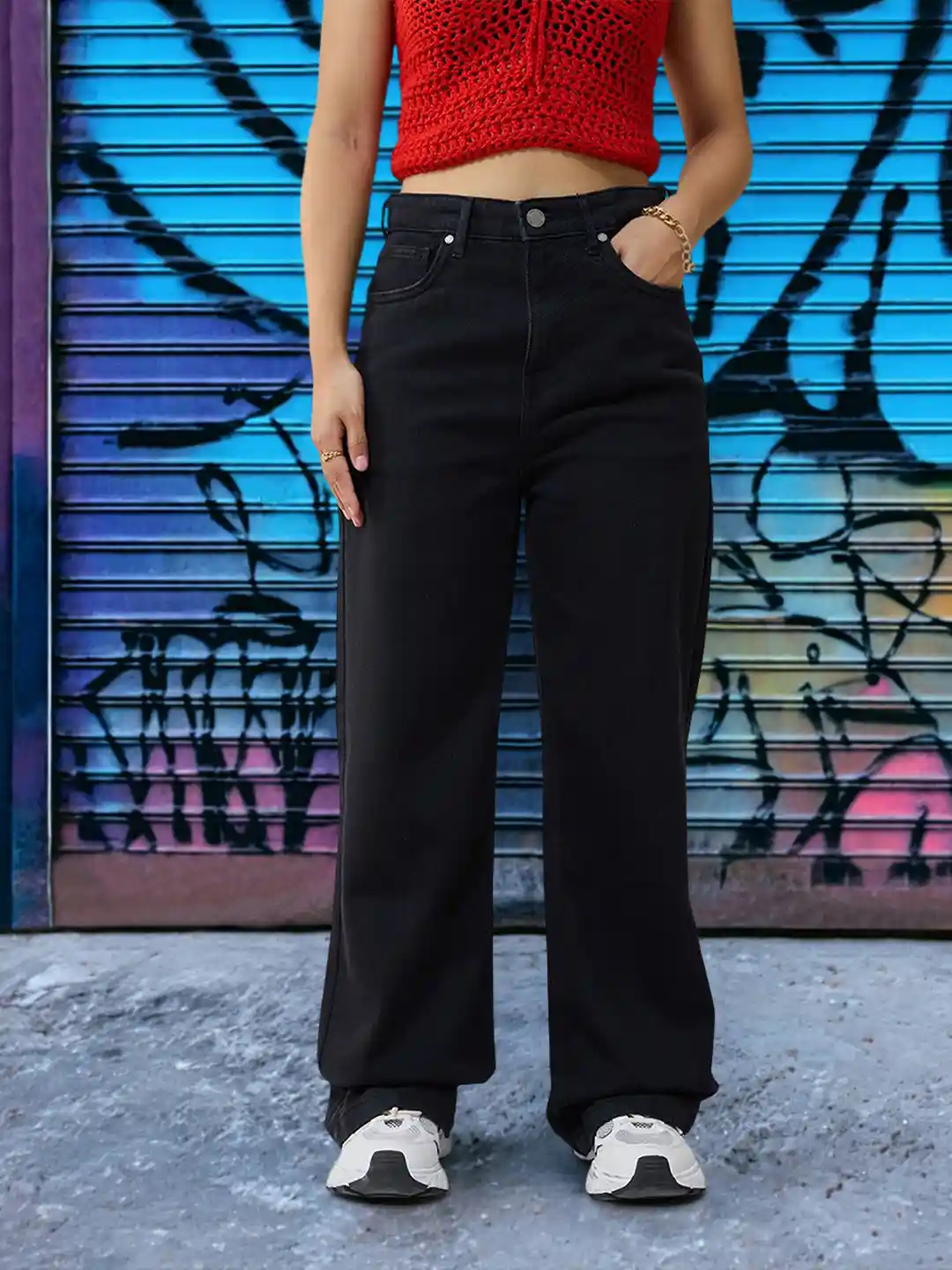 Buy Bewakoof Plus Women Black Baggy Straight Fit Plus Size Jeans