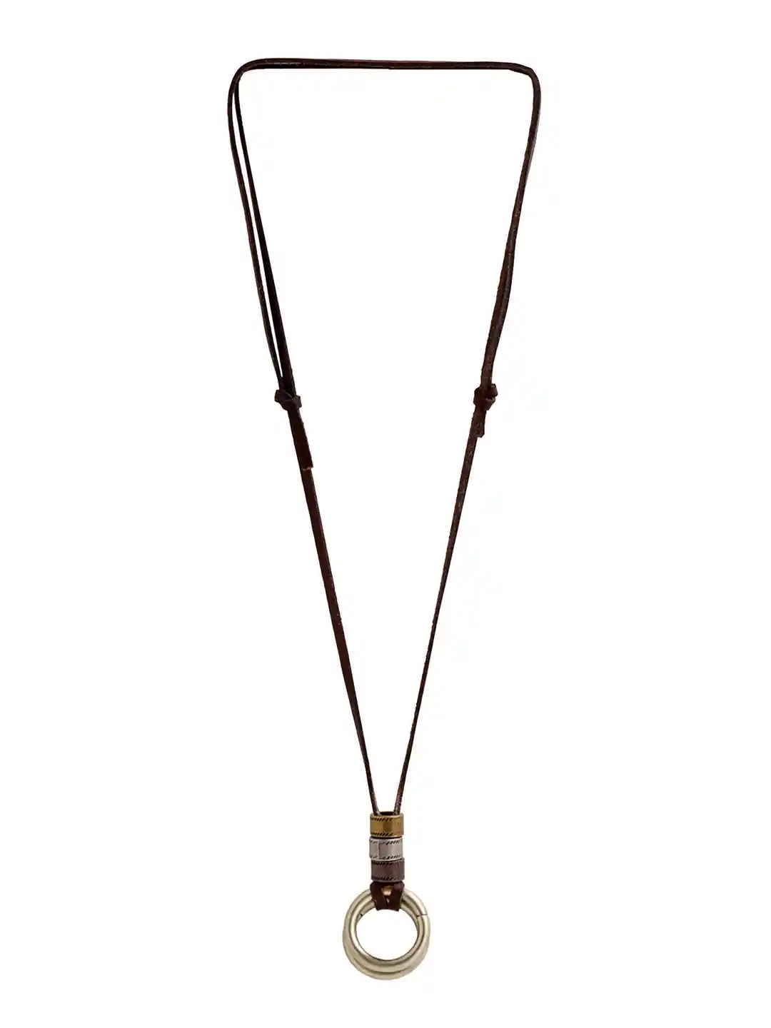 Buy Yellow Chimes Men Circular Shaped Leather Rope Pendant with