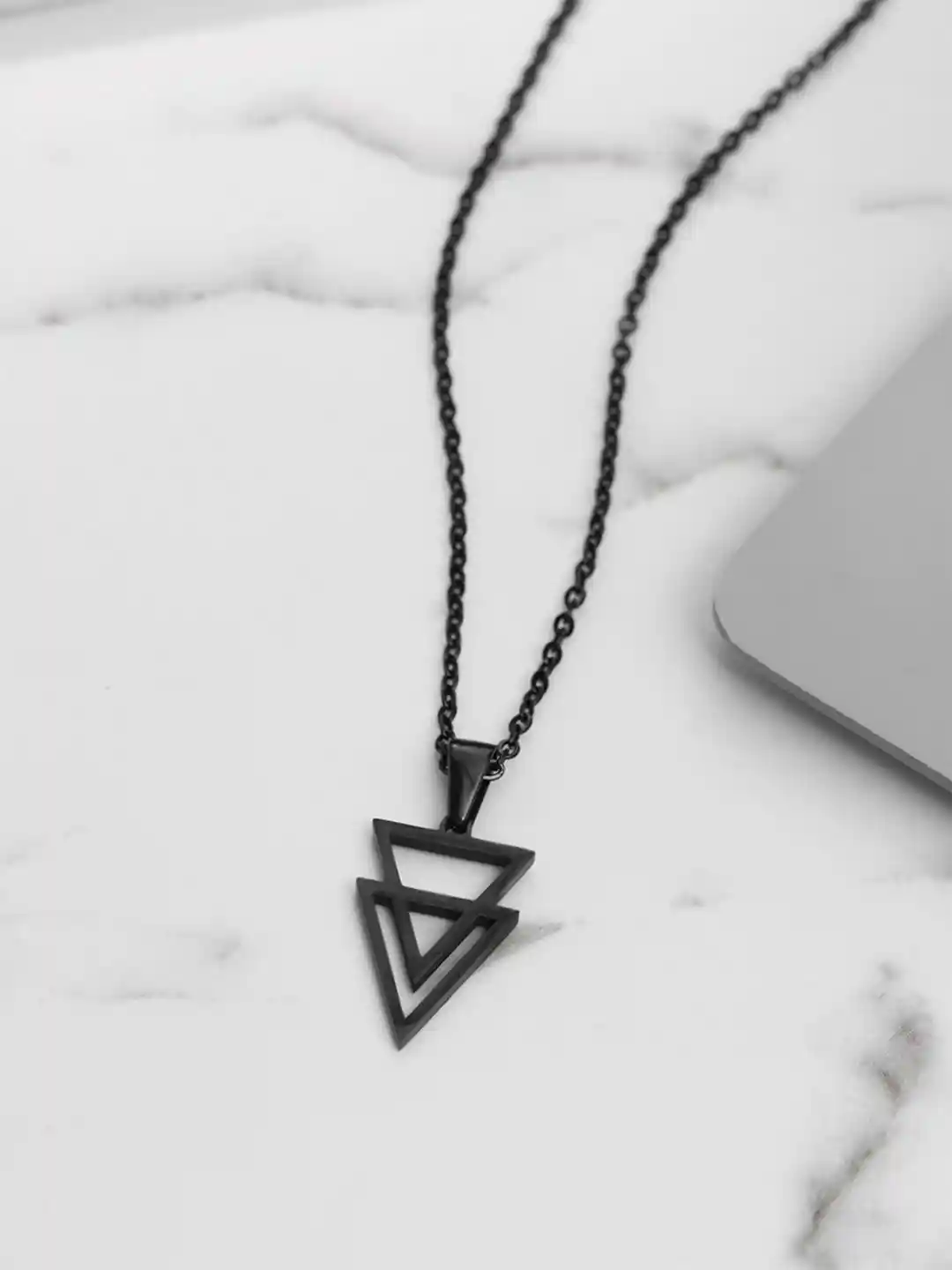 Buy Yellow Chimes Men Stainless Steel Triangle Shaped Pendant With
