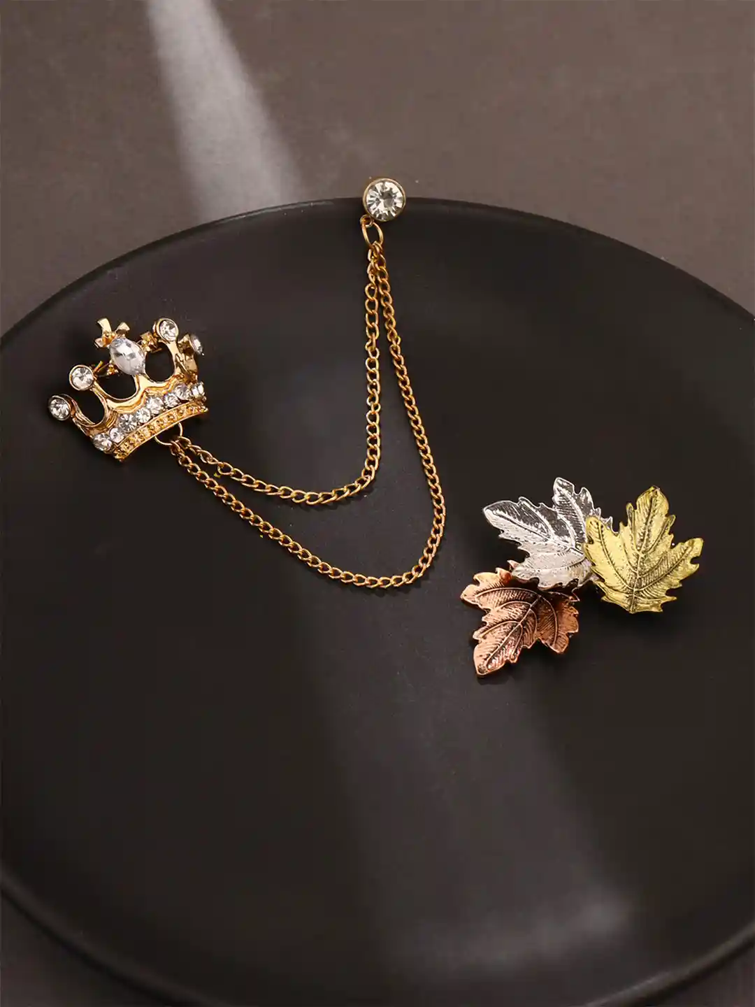 Buy Yellow Chimes Men Set of Leaf Crown Brooch Brooch for