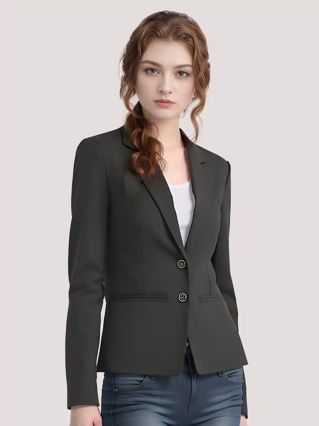 BAESD Women Notched Lapel Collar Single Breasted Formal Blazer