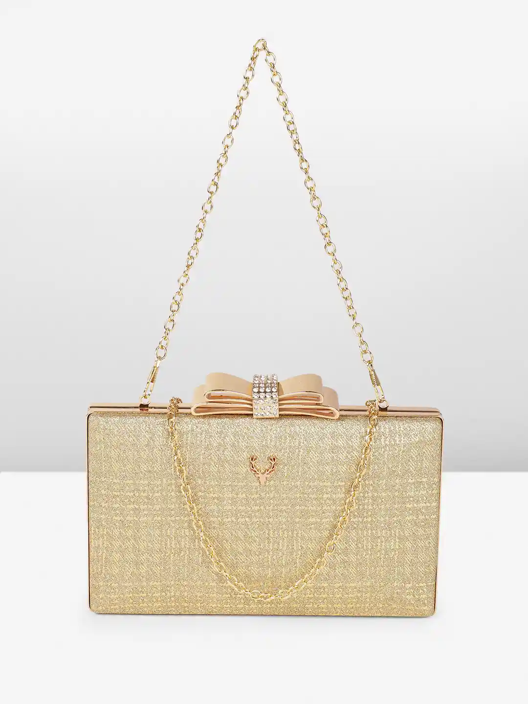 Buy Allen Solly Bow Stone Studded Embellished Box Clutch