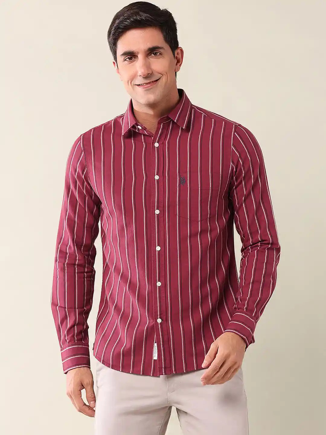 Buy Polo Tailored Fit Vertical Striped Casual Shirt