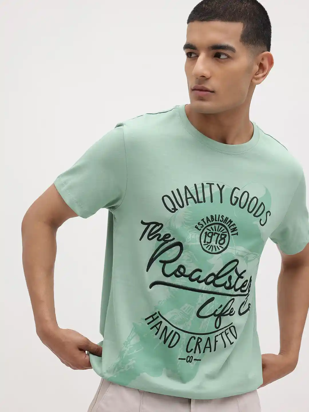 Buy The Roadster Life Brand Logo Printed Pure Cotton T-shirt