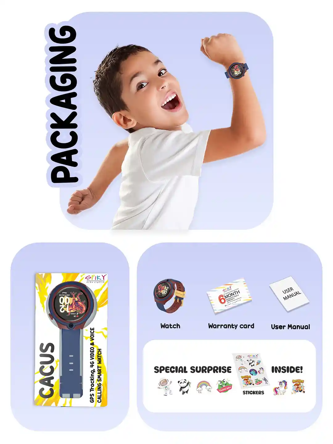 Buy Spiky Kids Waterproof Smart Watch With GPS Tracking Smart