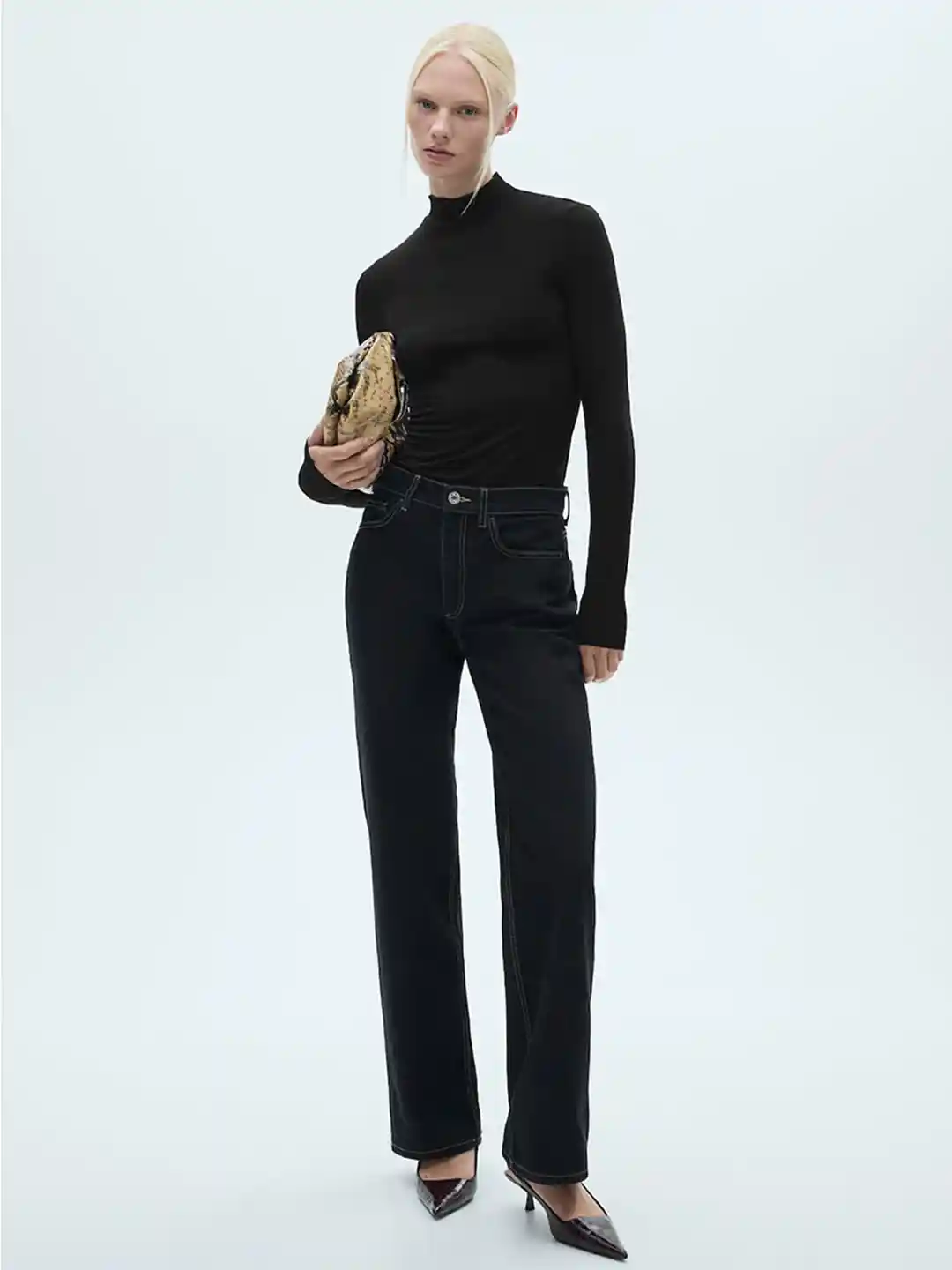 Buy MANGO High Neck Slim Fit T-shirt Tshirts for Women 31392347