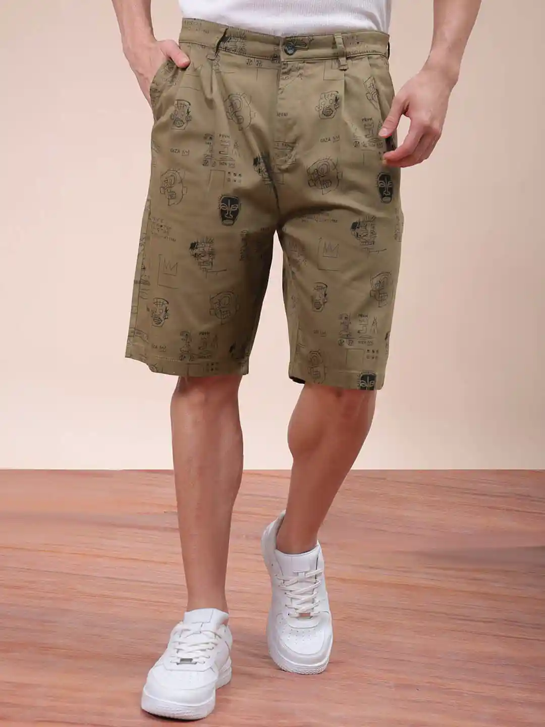 The Indian Garage Co Men Cotton Abstract Printed Shorts