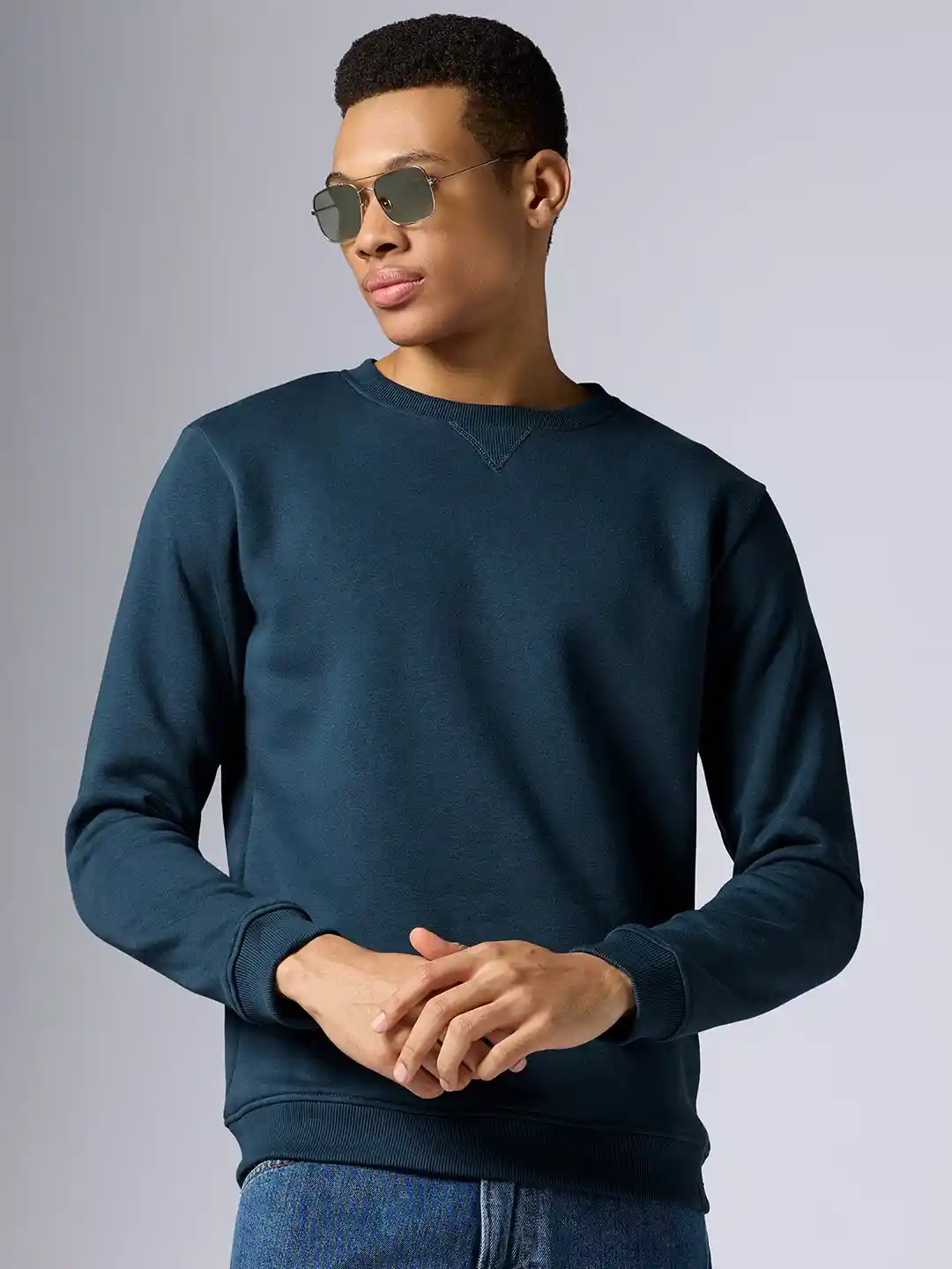 Buy XYXX Men Cotton Slim Fit Long Sleeves Round Neck Solid Blue