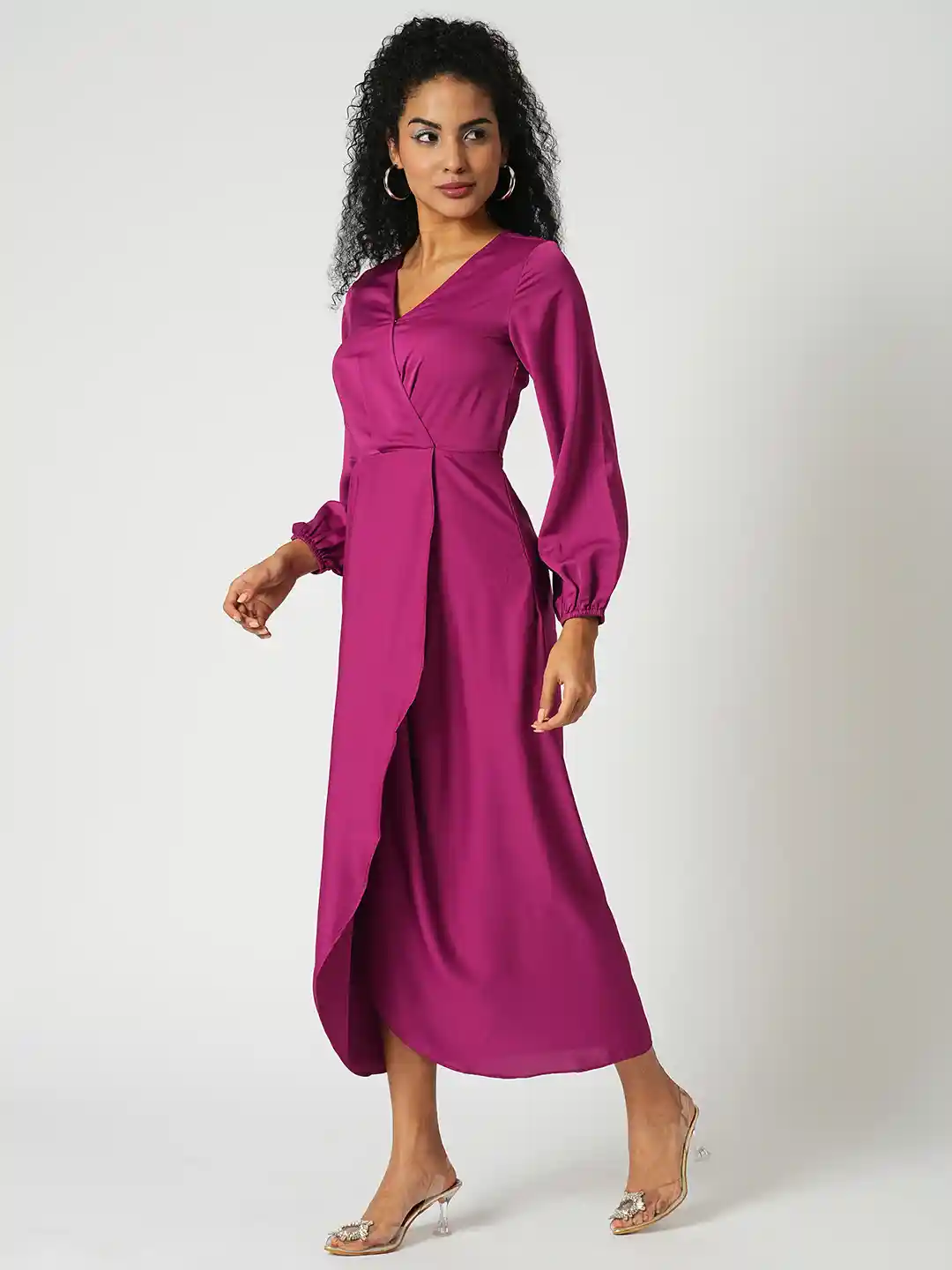 Wrap Dress Myntra Party Wear Maxi Dress Globus Wrap Neck Full
