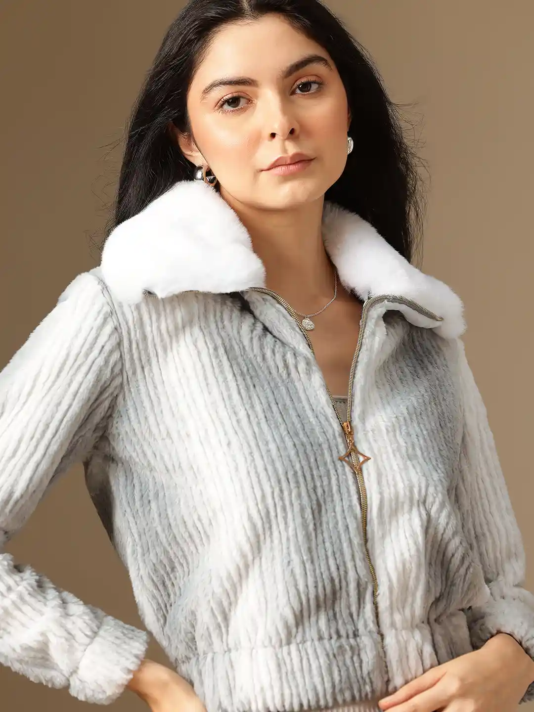 Buy Chemistry Lightweight Faux Fur Crop Jacket - Jackets for Women