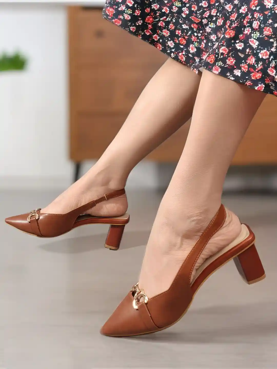 Buy Carlton London Women Pointed Toe Party Block Heel Sandals with