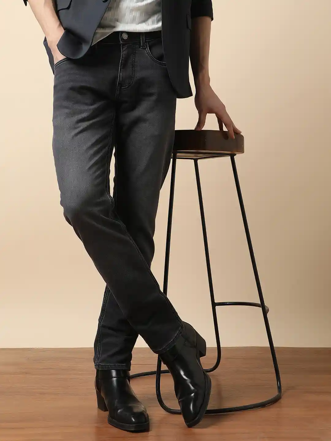 Buy Peter England CasualsMen black wash slim fit jeans Jeans for