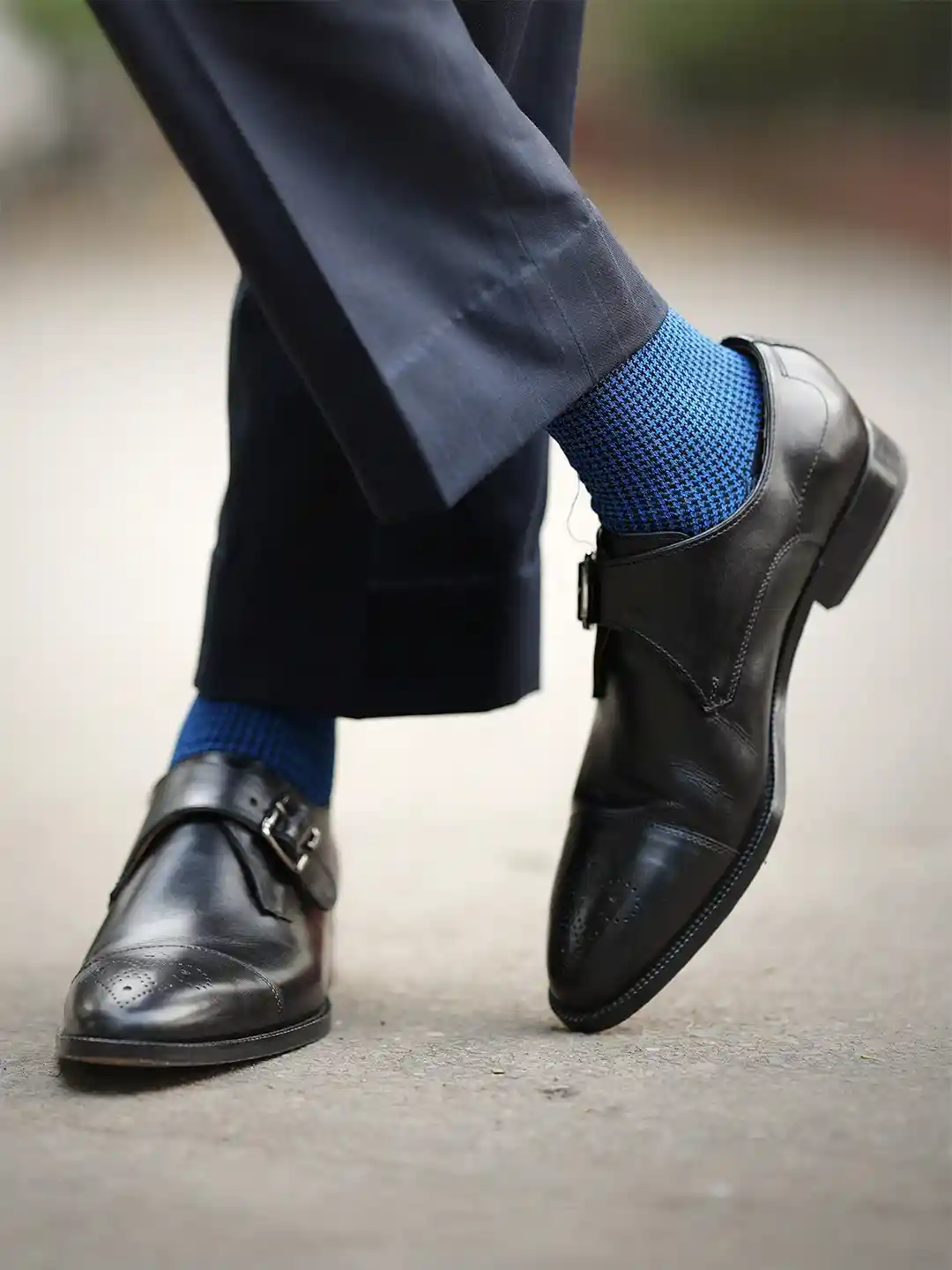 Buy Theater Men Blue Mercerized Cotton Formal Socks Socks for