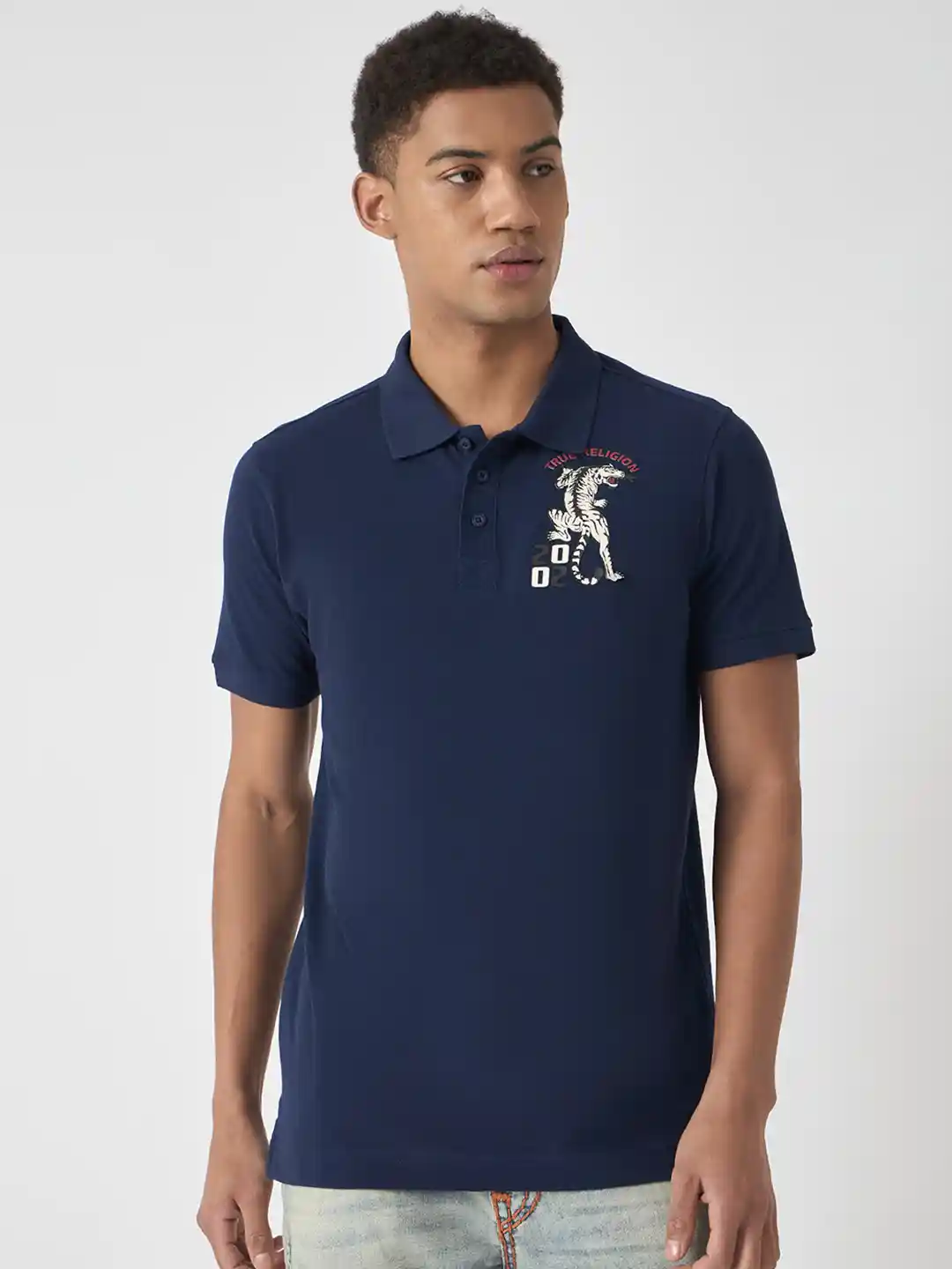 Buy True Religion Pure Cotton Printed Polo Collar T-shirt