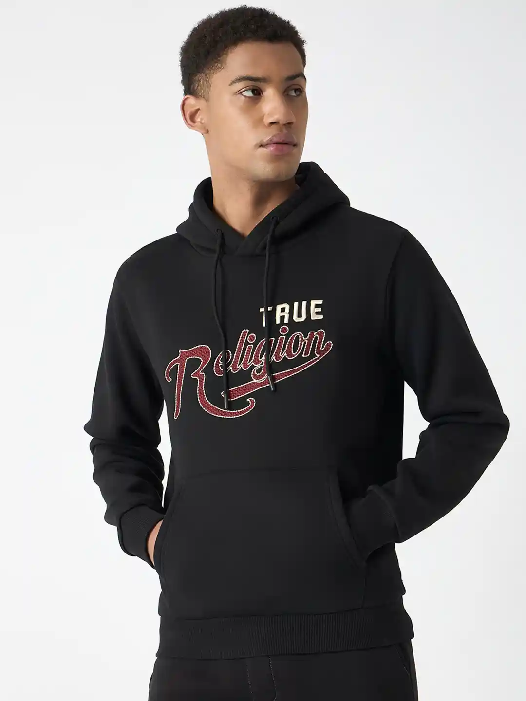 Buy True Religion Men Typography Embroidered Hooded Sweatshirt
