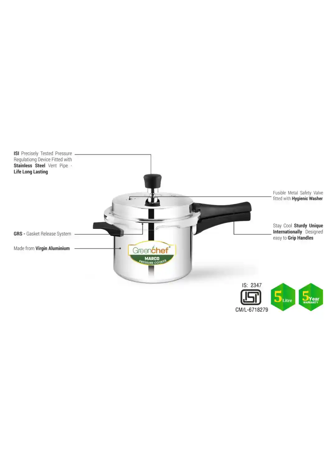 Buy Greenchef Pcs Stainless Steel Marco Combo Pressure Cooker