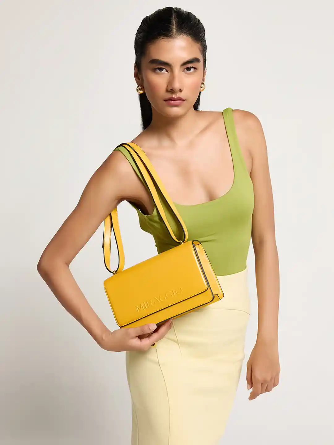 Buy MIRAGGIO June Yellow Crossbody Sling Bag With Adjustable Strap