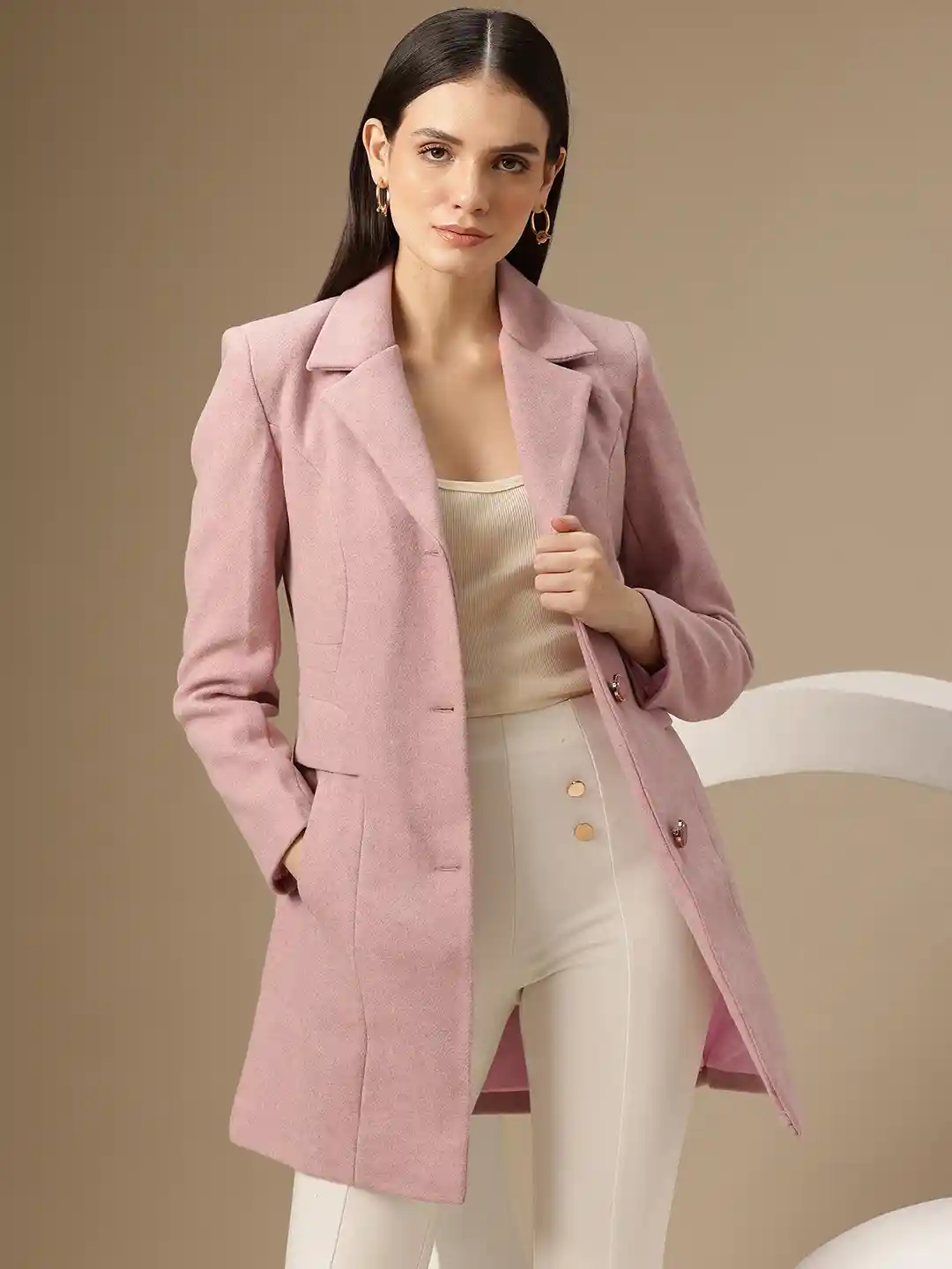 Chemistry Single-Breasted Woollen Tweed Longline Overcoat