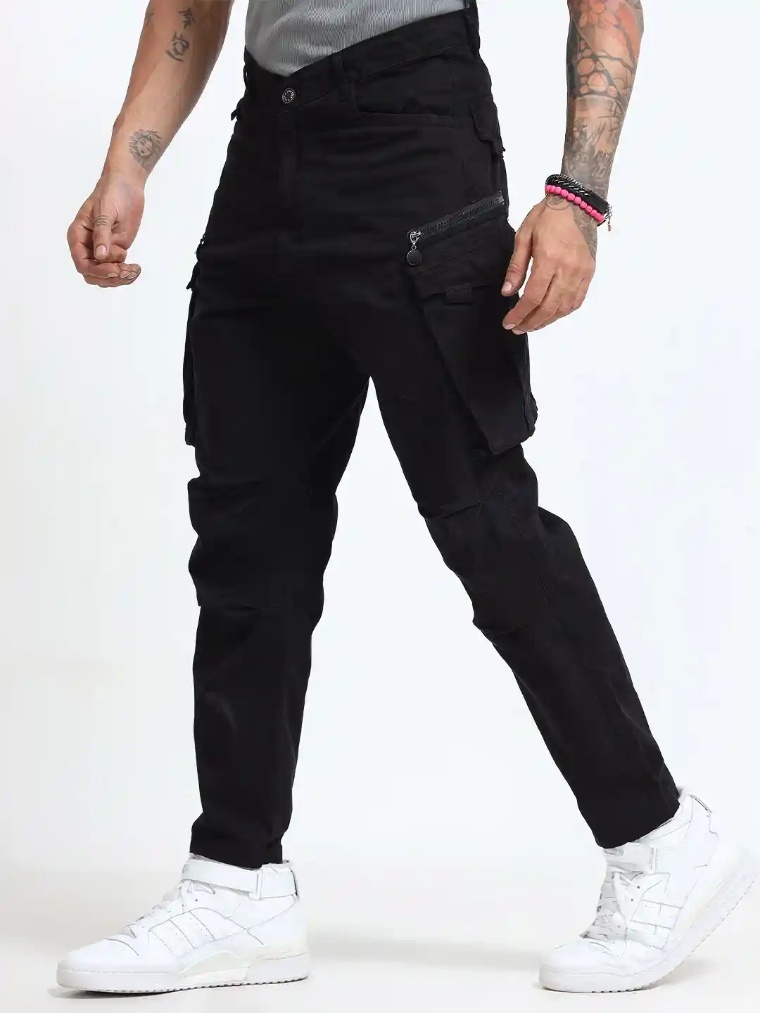 Buy Italian Colony Men's Rugged Zip Solid Casual Cargo Pants