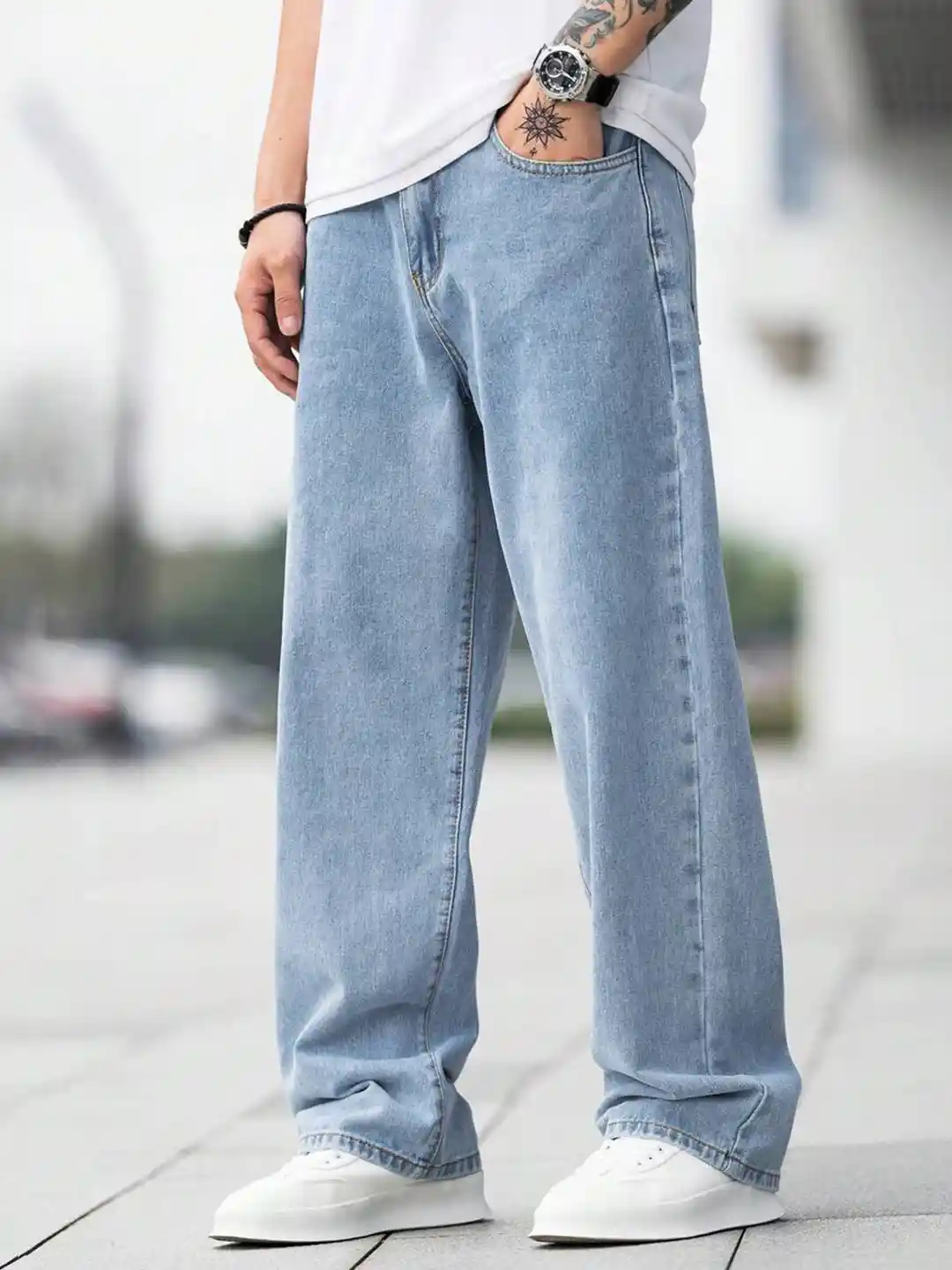 Buy DENIMLOOK Men Relaxed Fit Mid-Rise Baggy Stretchable Jeans