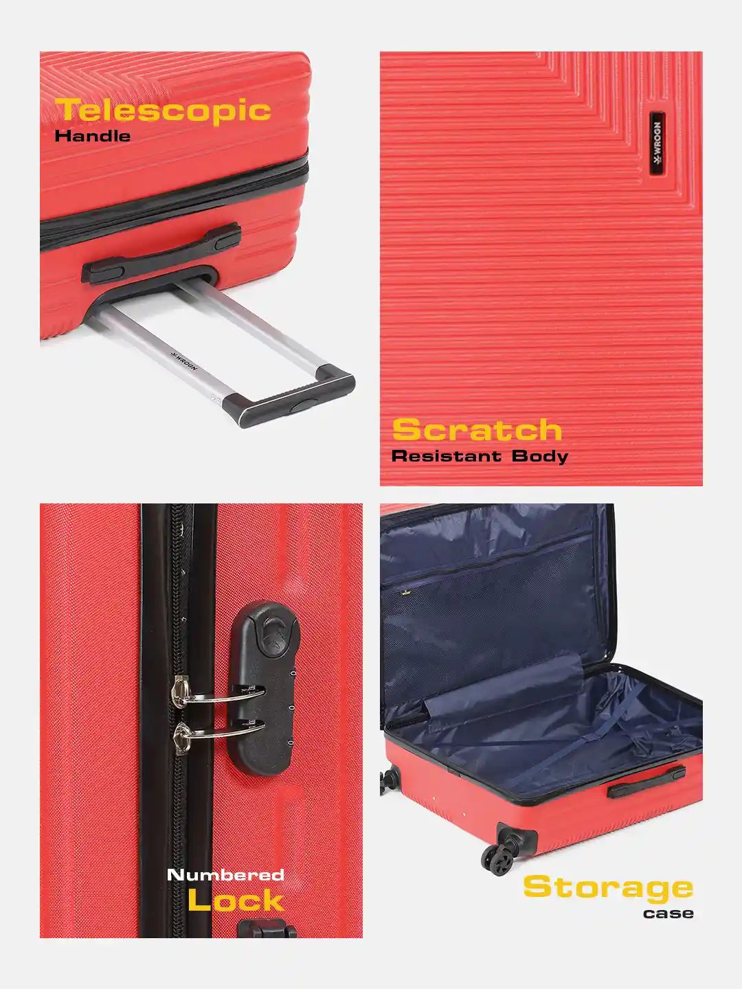 WROGN Unisex Textured HRD Small Hard Suitcase Cabin Trolley Bag- L