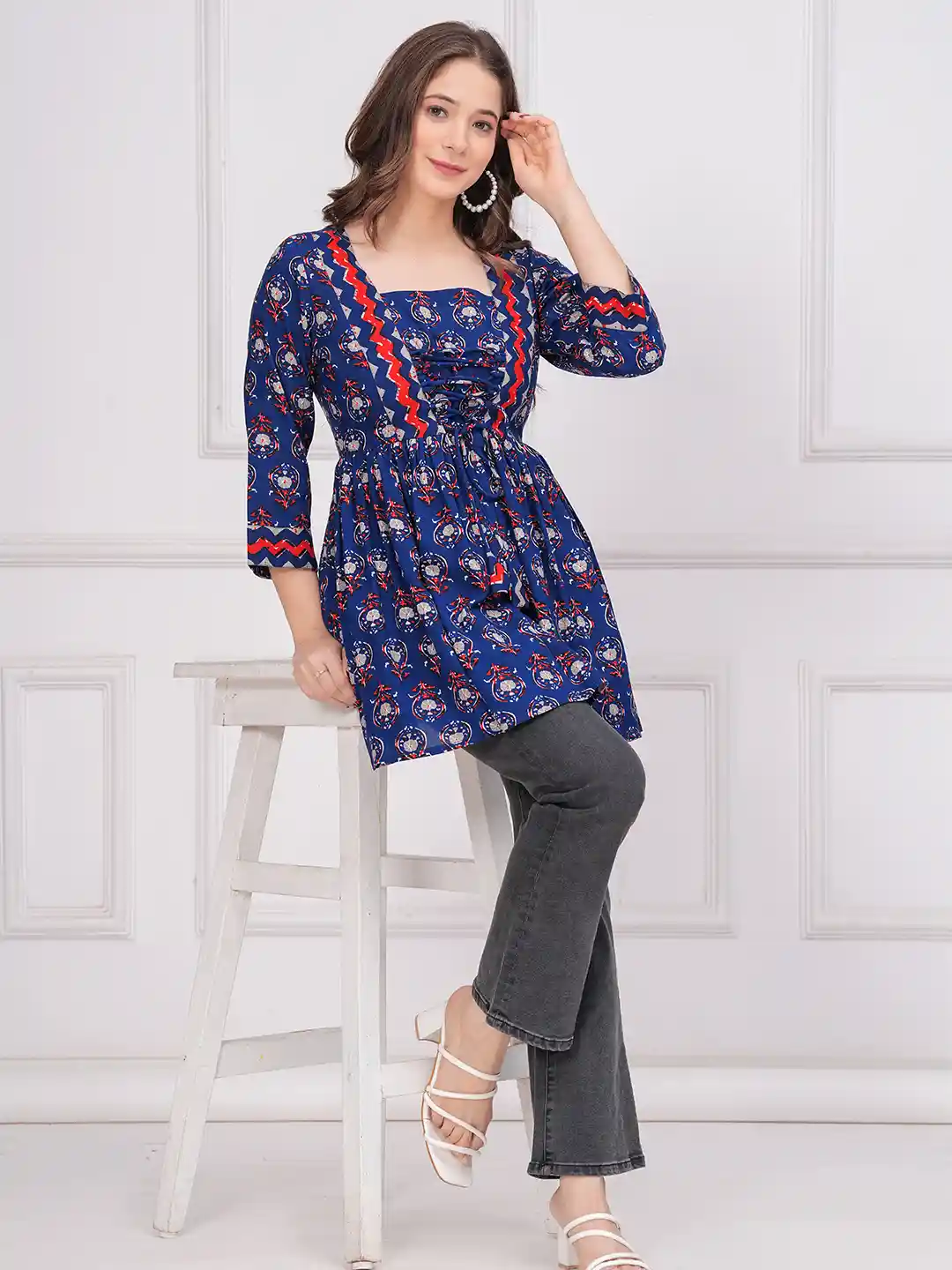Buy INDIANIC Women Floral Printed A-Line Kurti Kurtis for Women