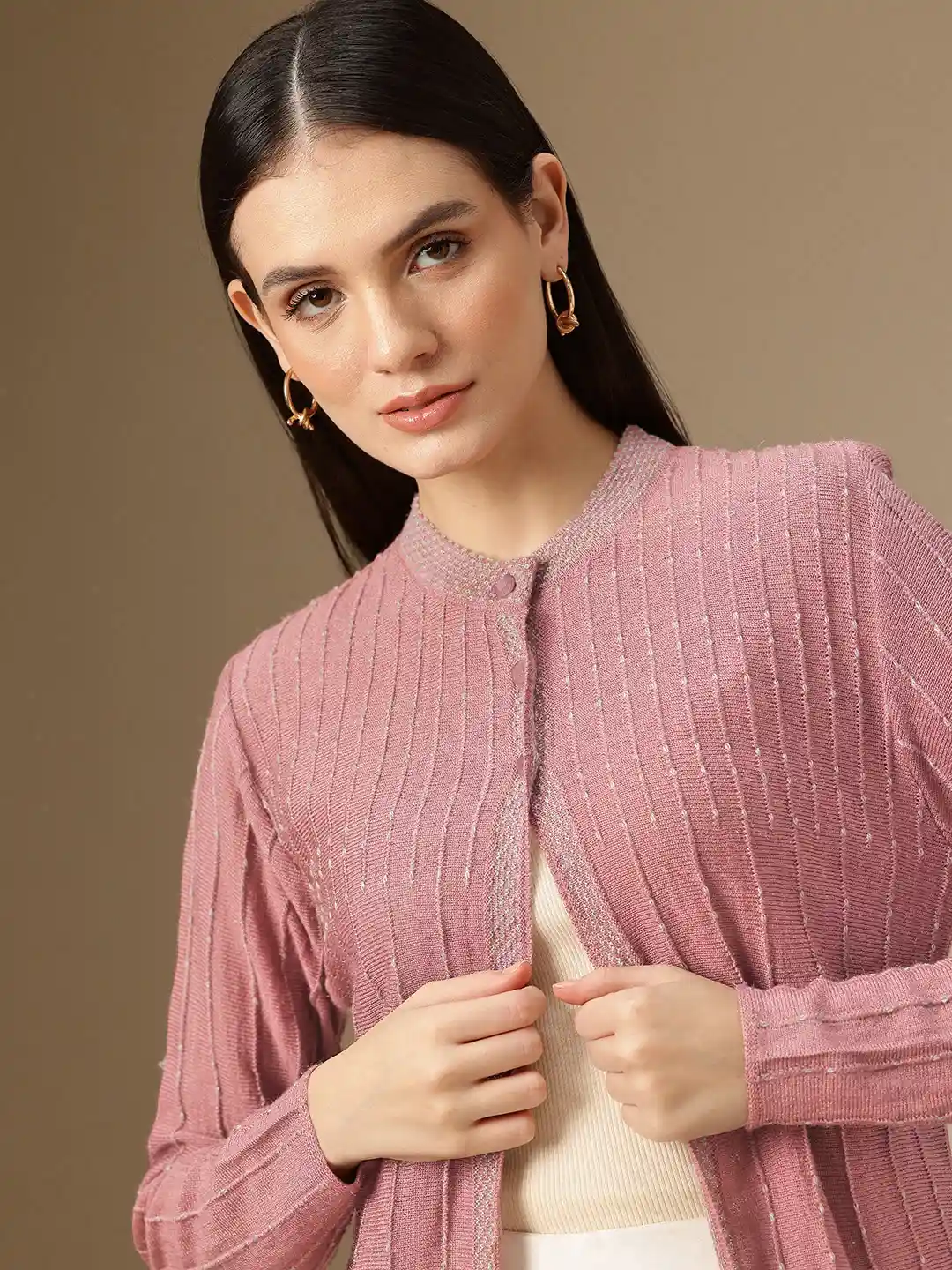 Buy Chemistry Striped Woollen Longline Cardigan - Sweaters for