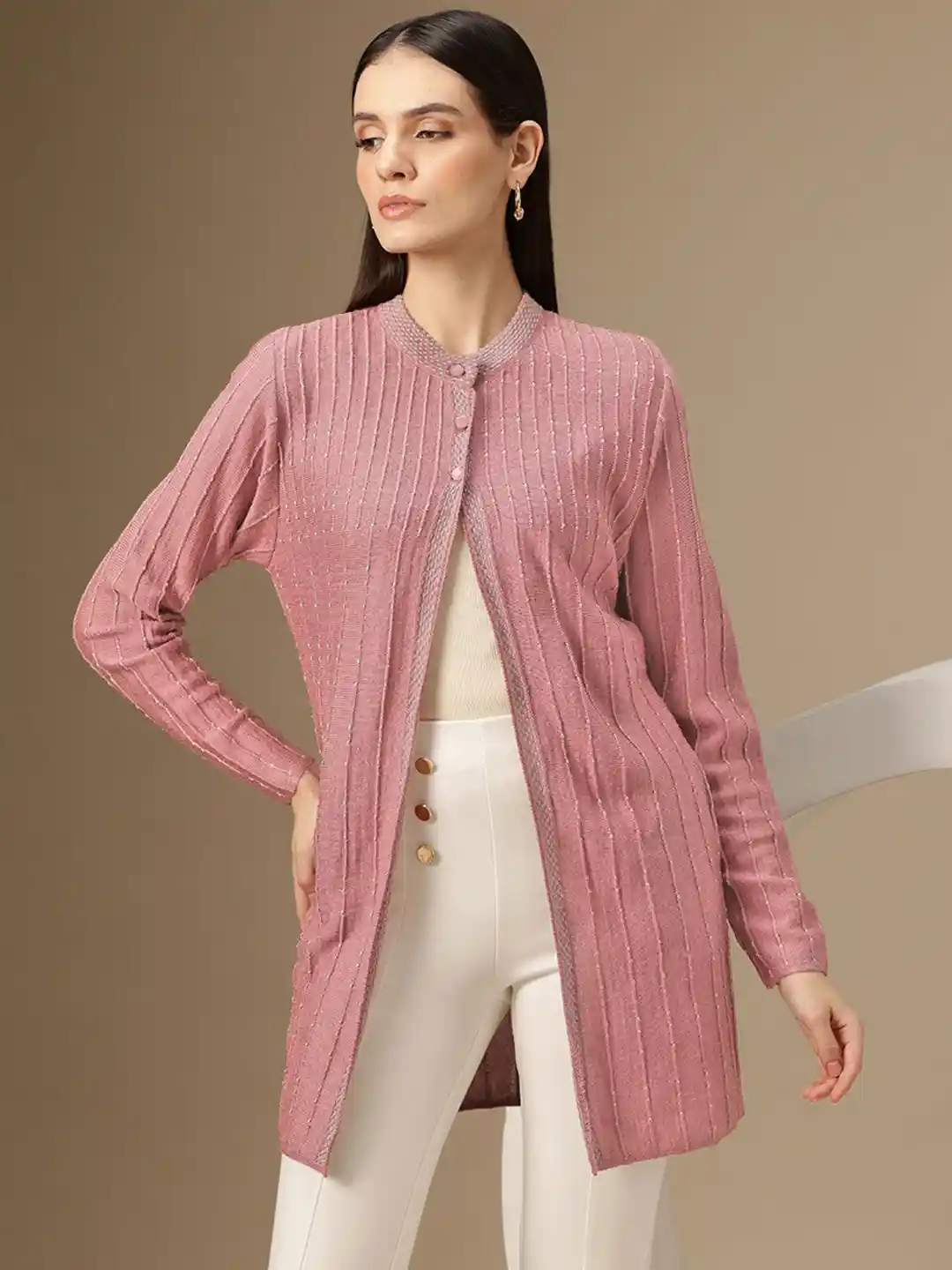 Buy Chemistry Striped Woollen Longline Cardigan Sweaters for
