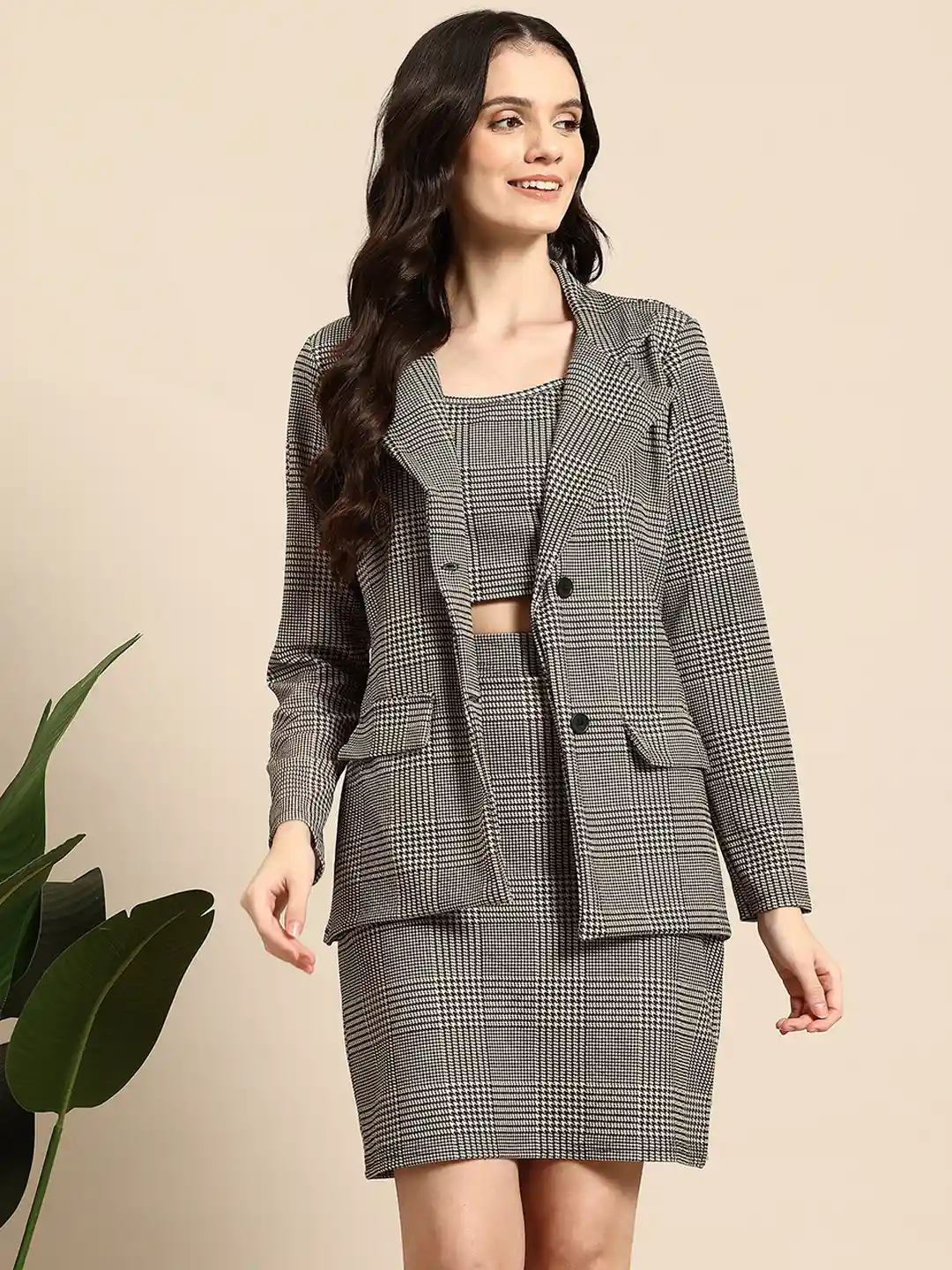 Buy Mast Harbour Glen Checked Top Skirt Blazer Co-Ord Set Co