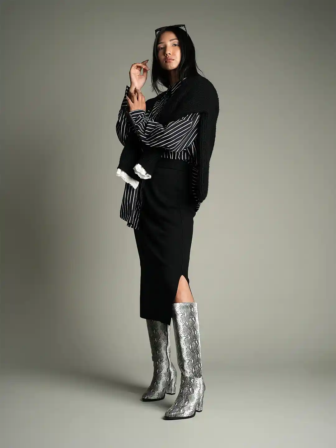 Buy Theater Women Winter Nagini Snakeskin Textured Block Heel