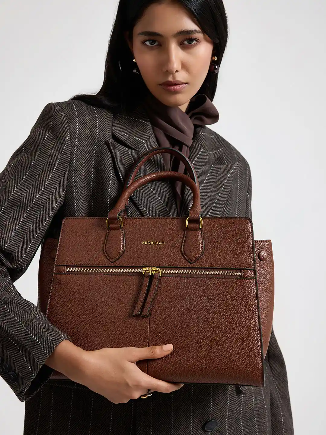 Buy MIRAGGIO Callie Brown Top Handle Crossbody Bag With Adjustable