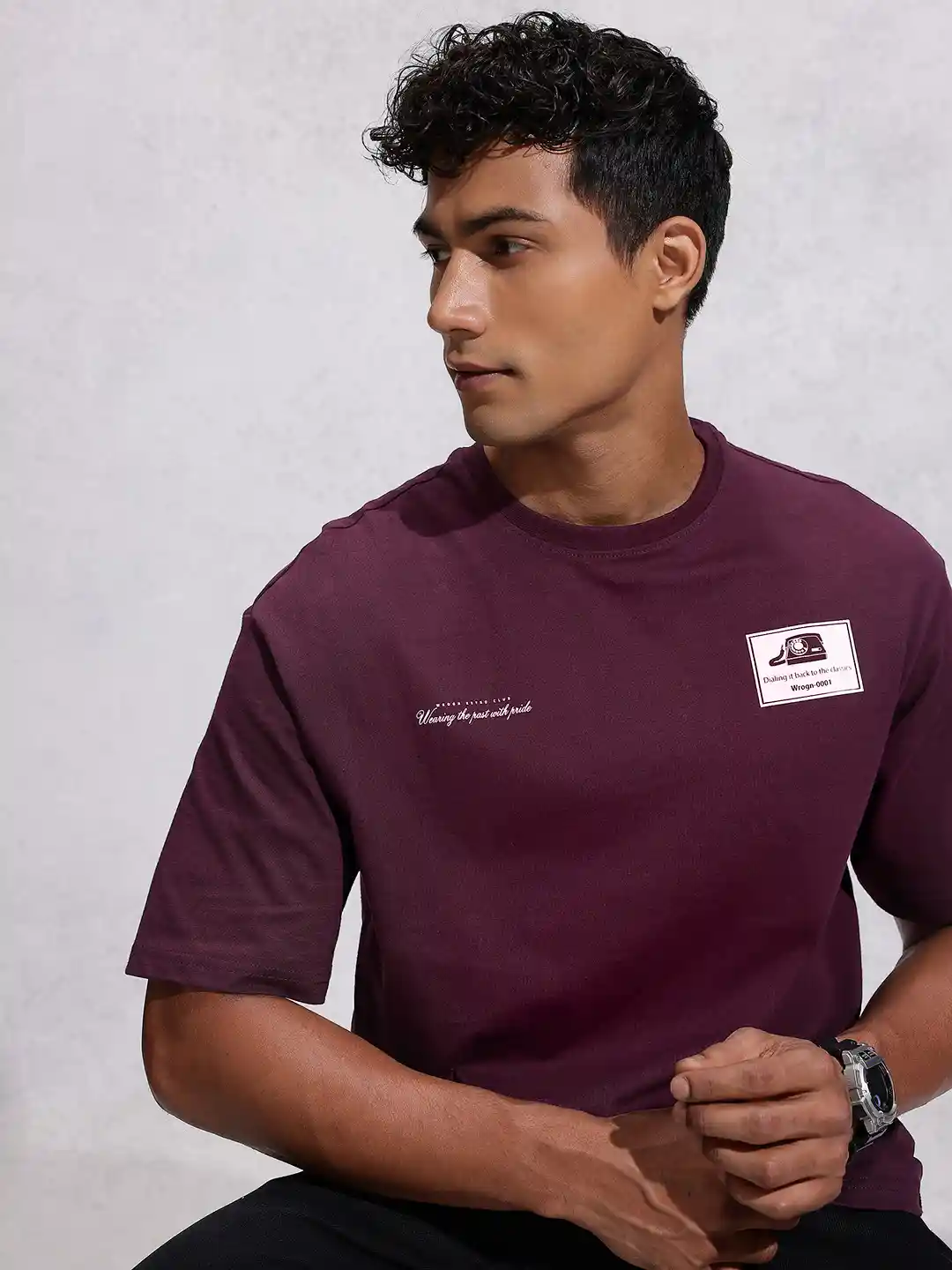 Buy WROGN Oversized Fit Graphic Printed Pure Cotton T-shirt