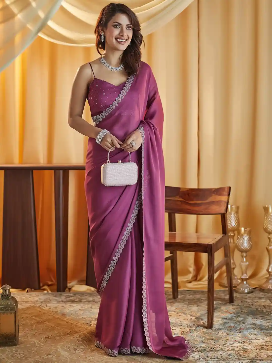 Buy kasee Beads and Stones Pure Chiffon Saree Sarees for Women