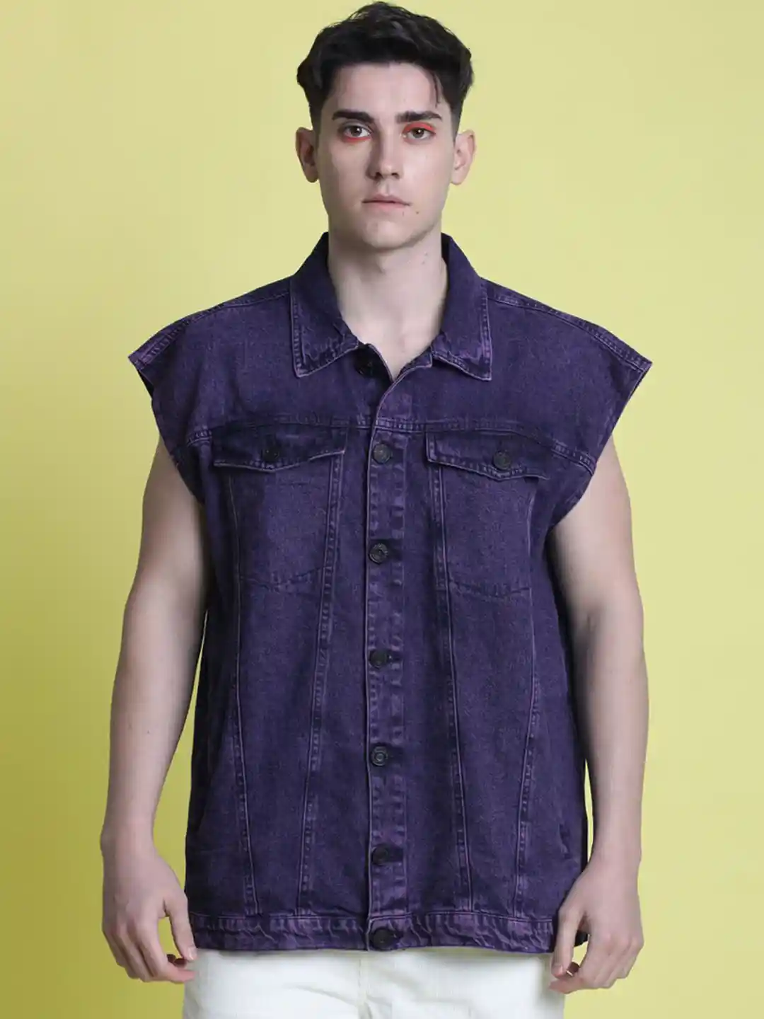 Bene Kleed Men Oversized Sleeveless Denim Jacket