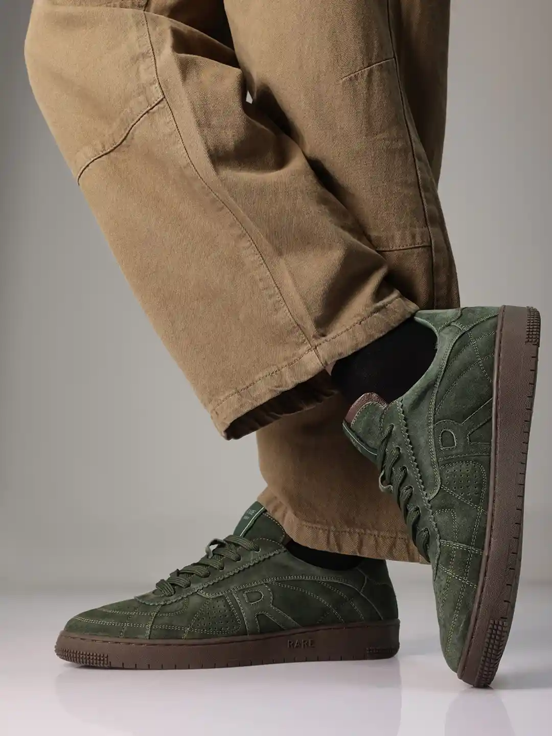 RARE RABBIT Men Perforations Suede Sneakers