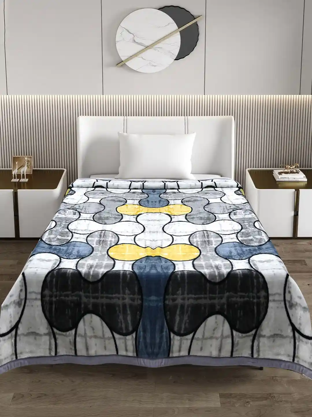 Buy Signature Brown White Heavy Winter 450 GSM Single Bed