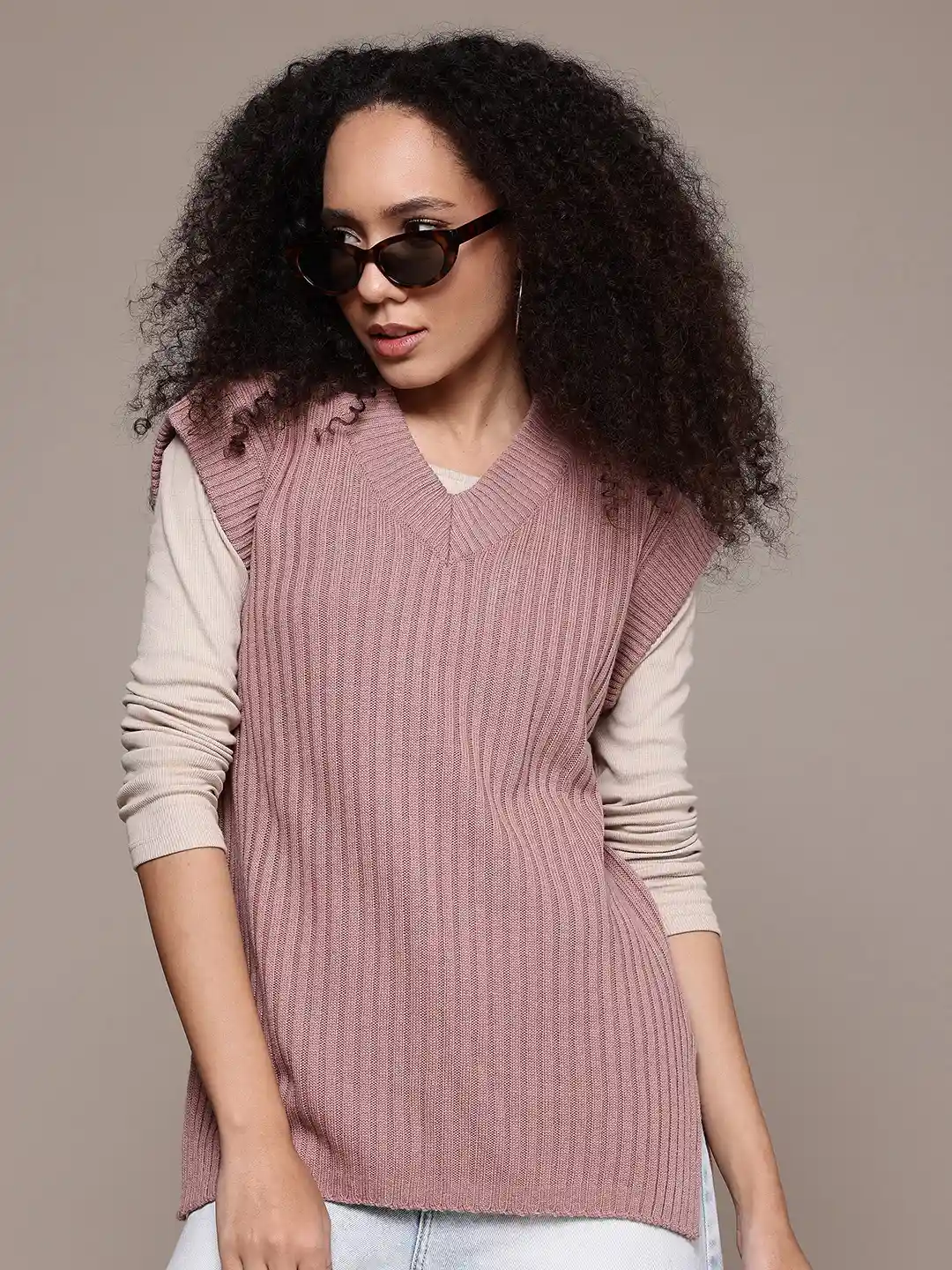 Buy The Roadster Lifestyle Ribbed Sweater Vest Sweaters for