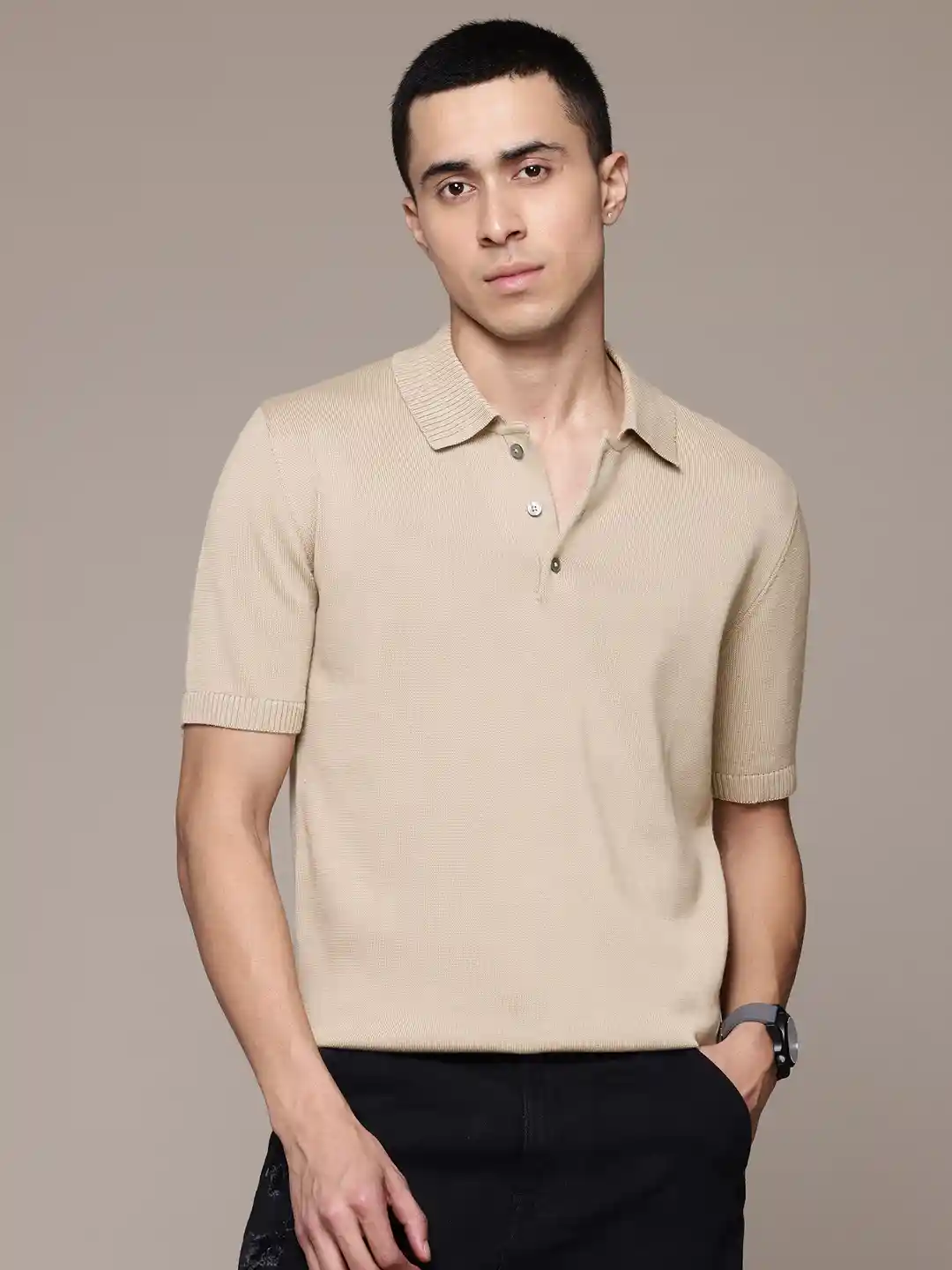 Buy MANGO MAN Knitted Polo Collar Pure Cotton T-shirt Tshirts
