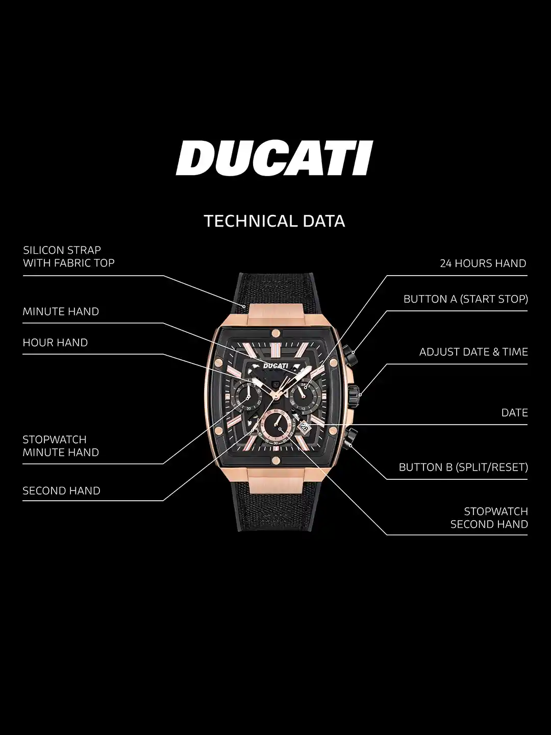 Buy Ducati Men Dial Leather Bracelet Style Straps Chronograph