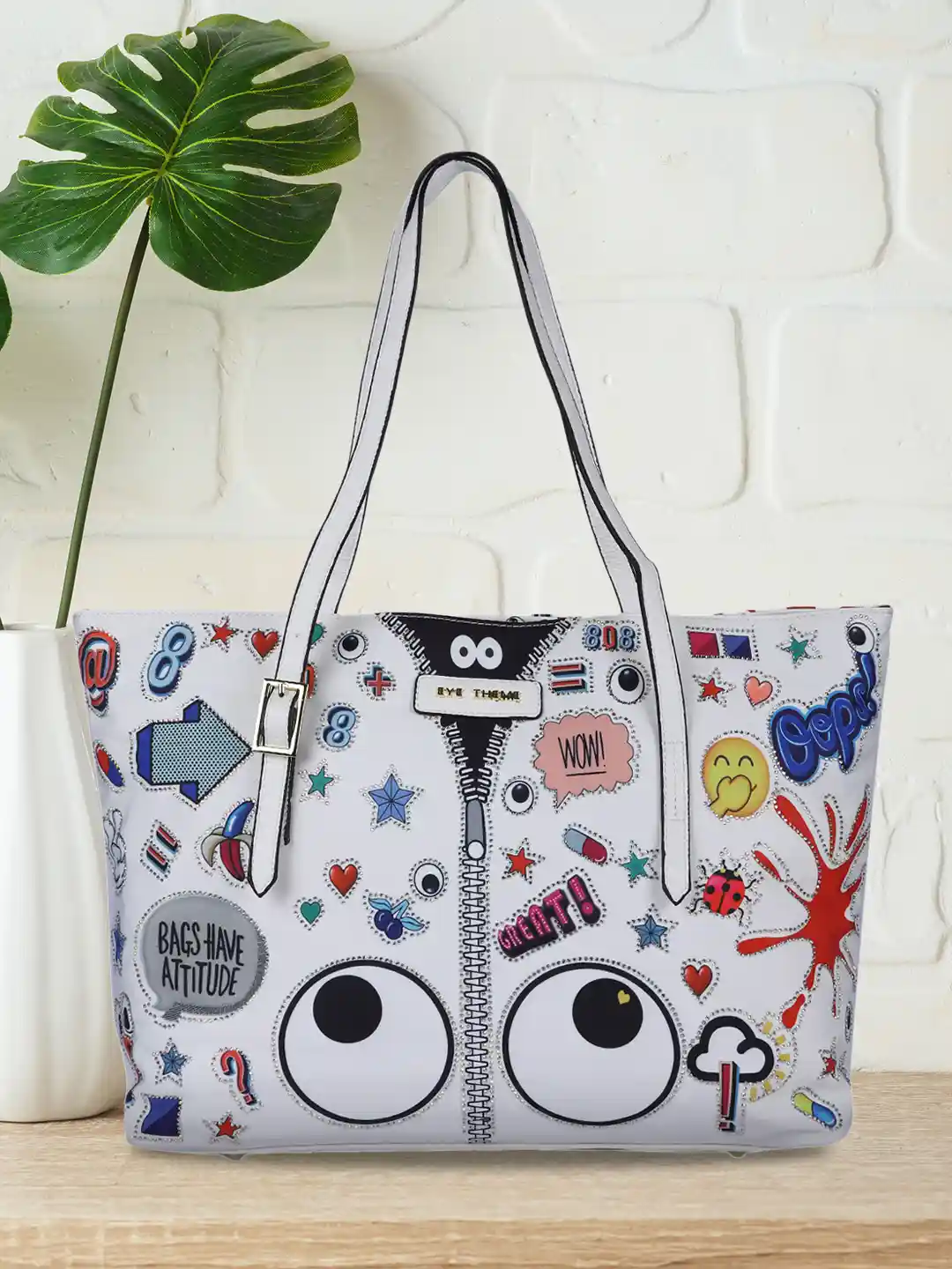 Buy MINI WESST Women Pack Of Graphic Printed Shopper Tote Bag